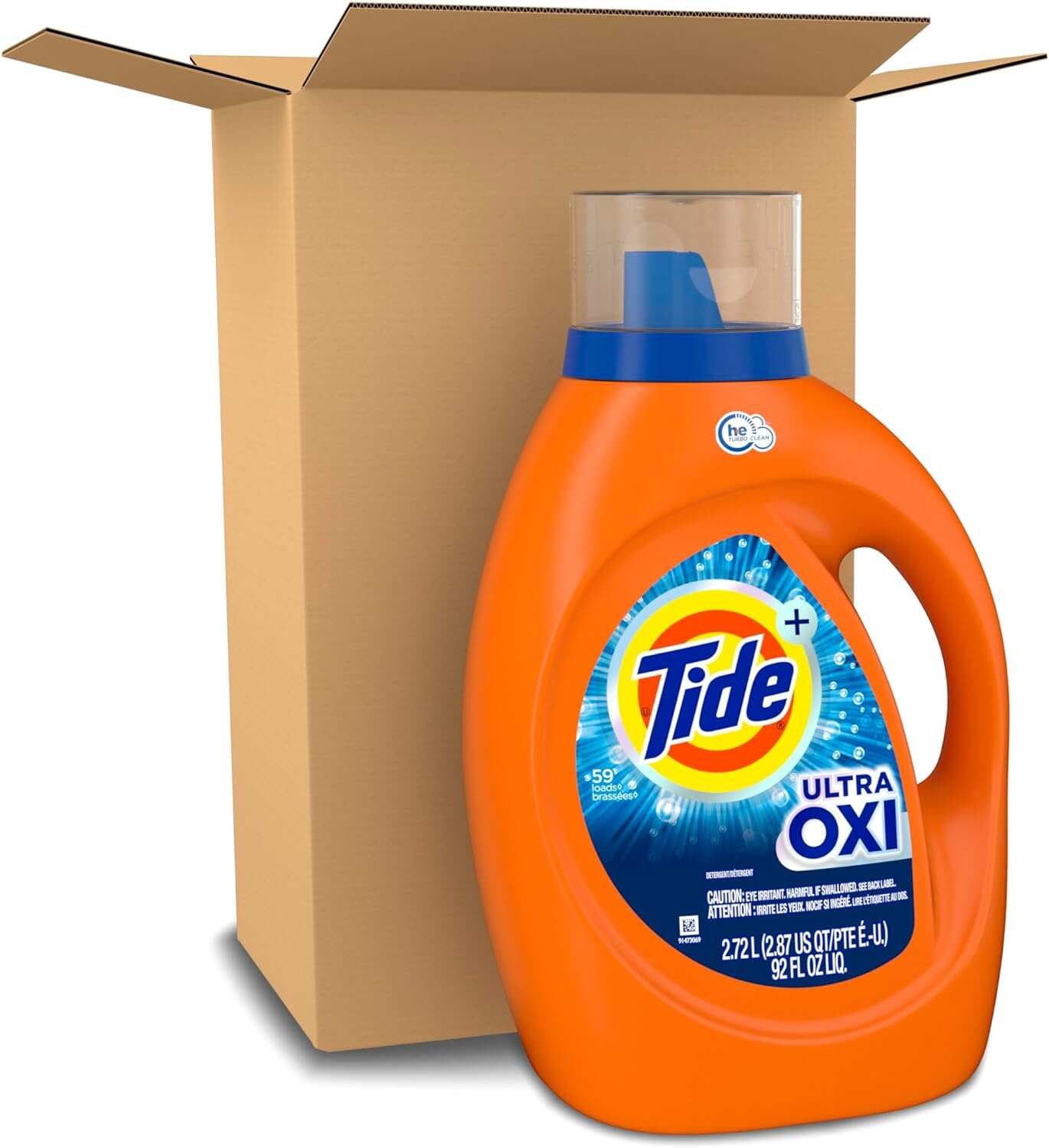 Tide Ultra Oxi Laundry Detergent Liquid Soap, High Efficiency (HE), 59 Loads, Blue, 84fl oz (Pack of 1)