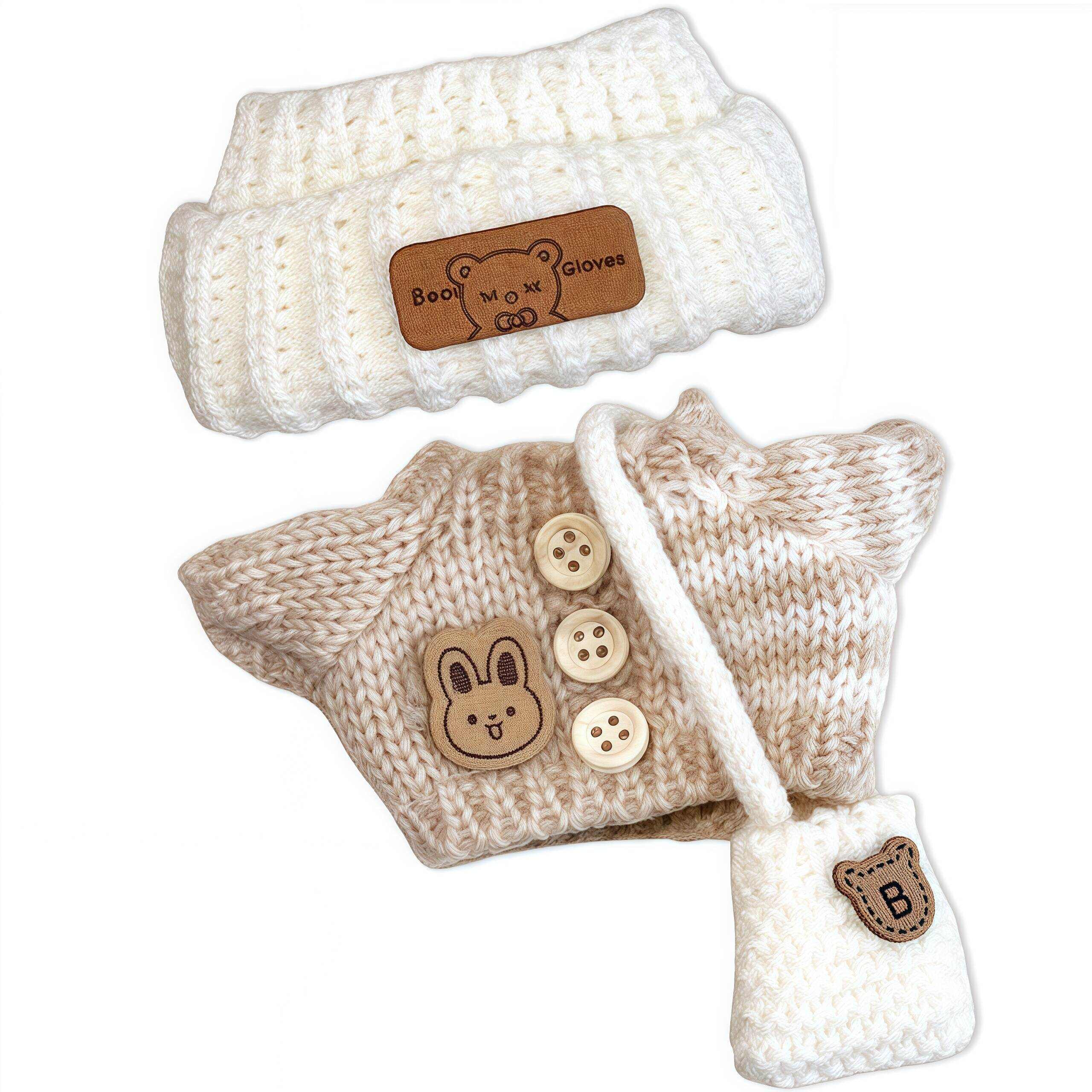 3-Piece Handcrafted Crochet Doll Clothes - Premium Dolls Outfit with Accessories, Hand Crocheted Hat, Sweaters, Bag, Compatible with 5.91-6.7inch Dolls as Accessories Only
