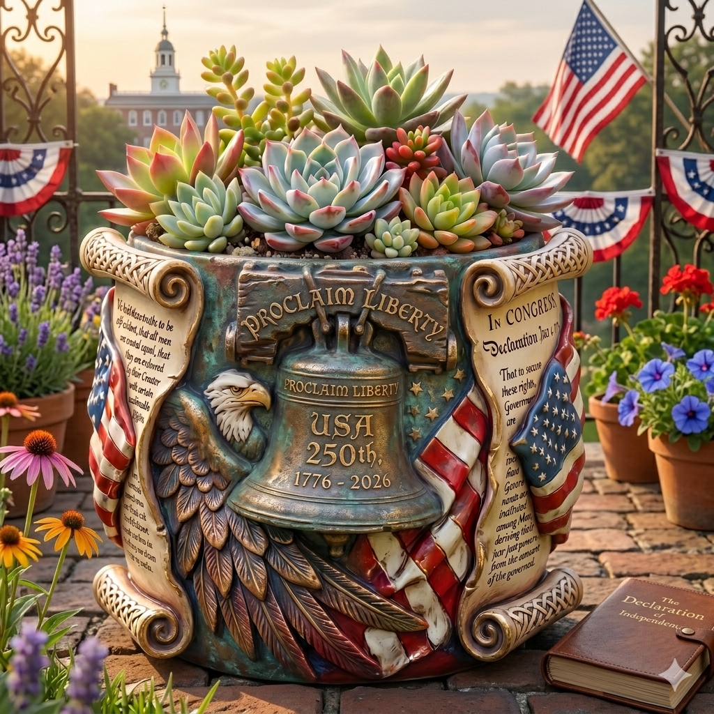 🎁USA 250th Anniversary Liberty Bell Limited Edition Succulent Planter 🌵