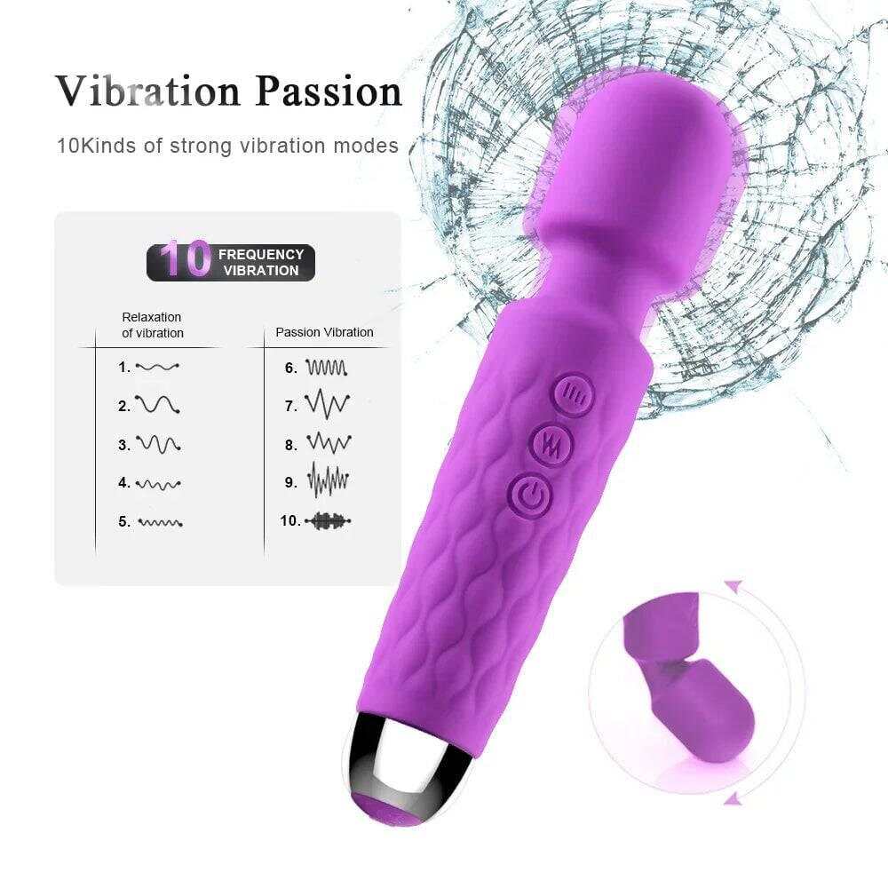 New Power Wand Massager – 10 Speeds, G-Spot & Clitoral Vibrator