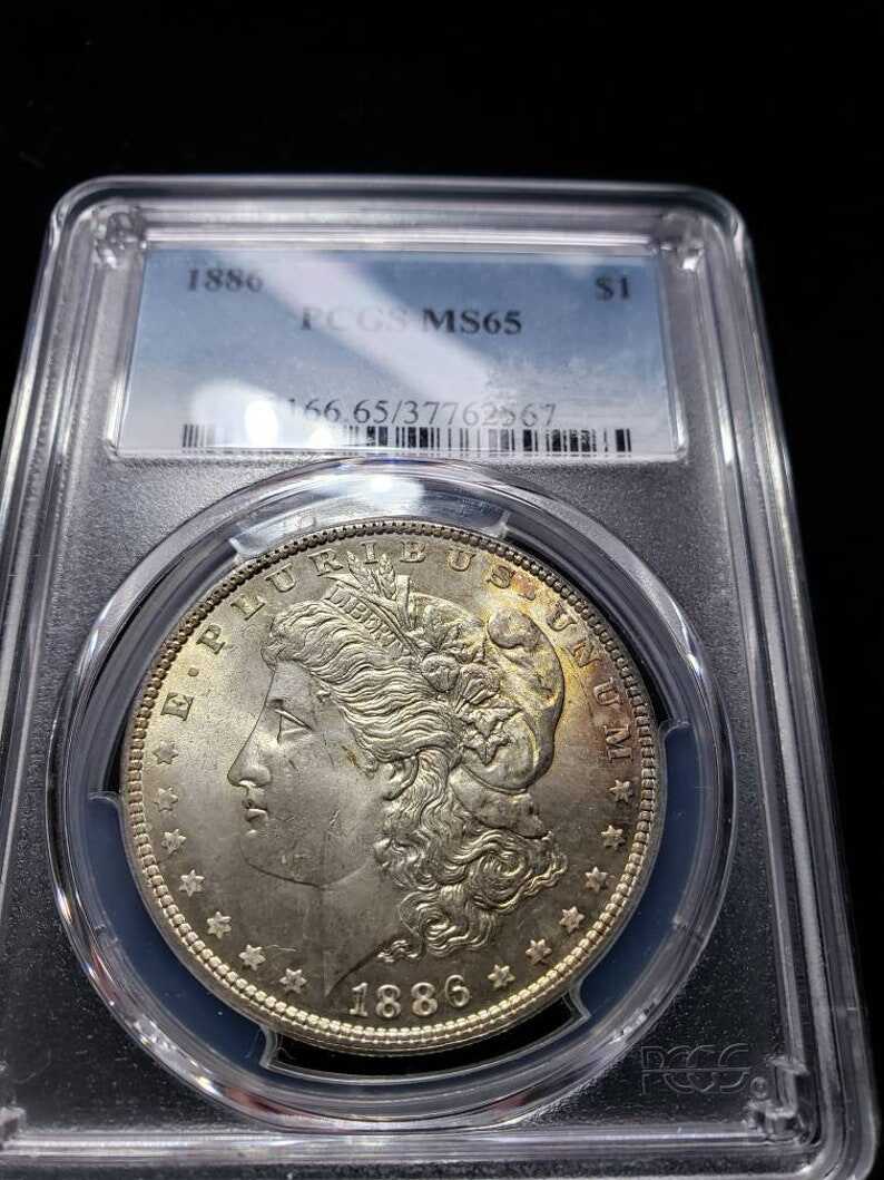 1886   Morgan Silver Dollar MS65  PCGS  Graded - Beautiful Coin -    Lot# 1465