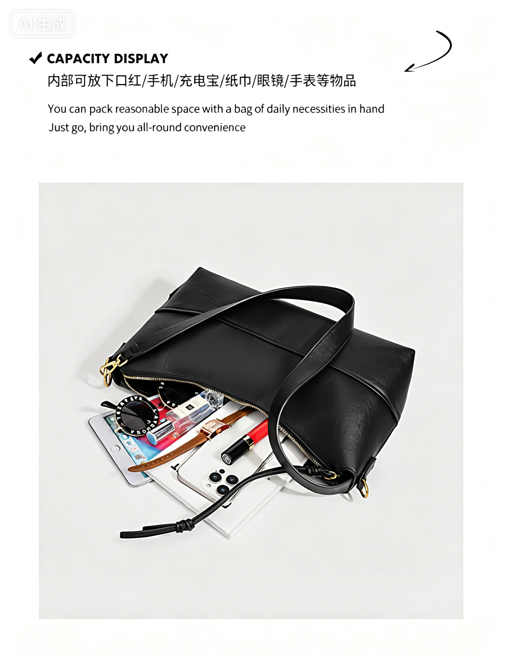 Fashionable womenbag with cowhide leather