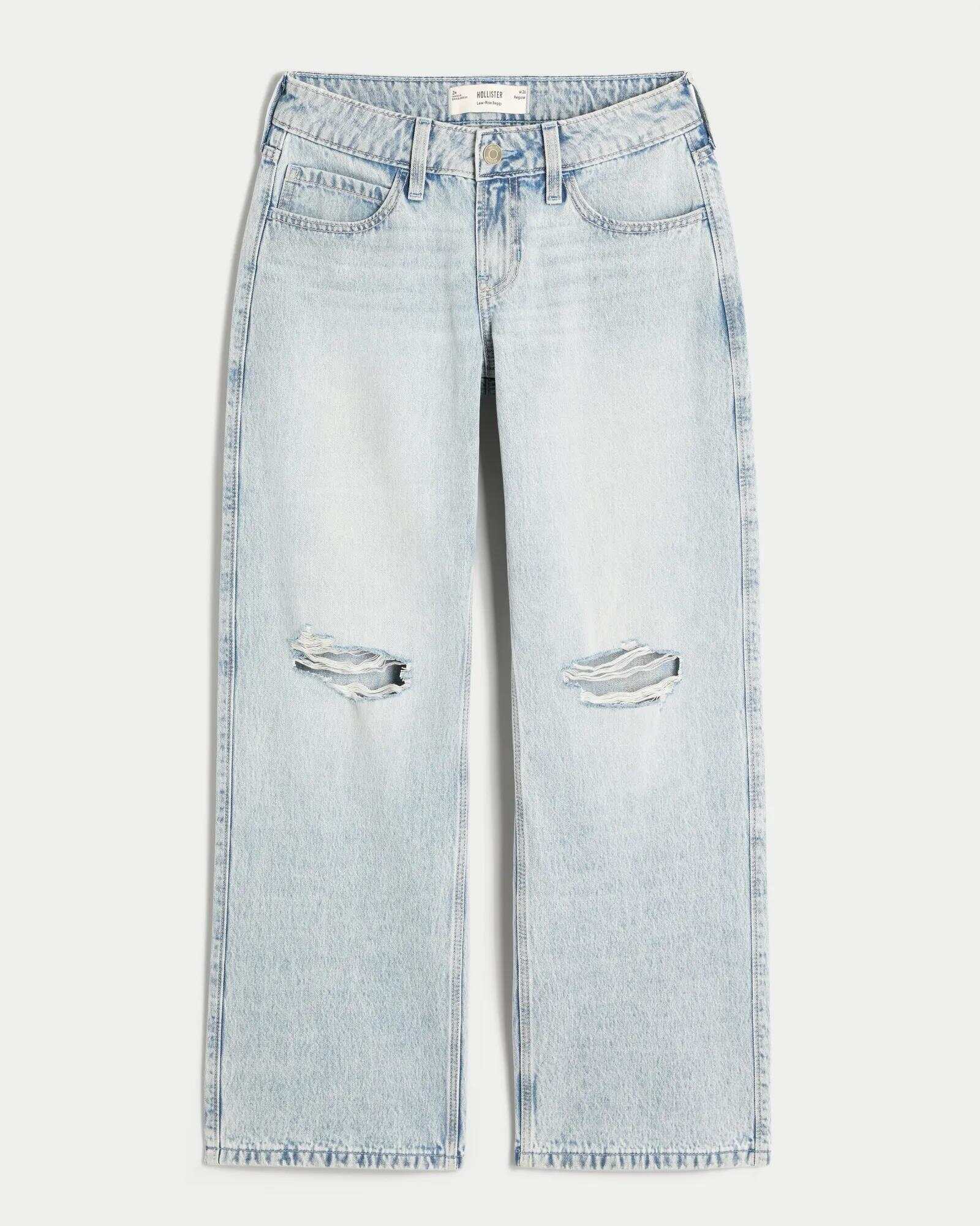 Low-Rise Dark Wash Baggy Jeans