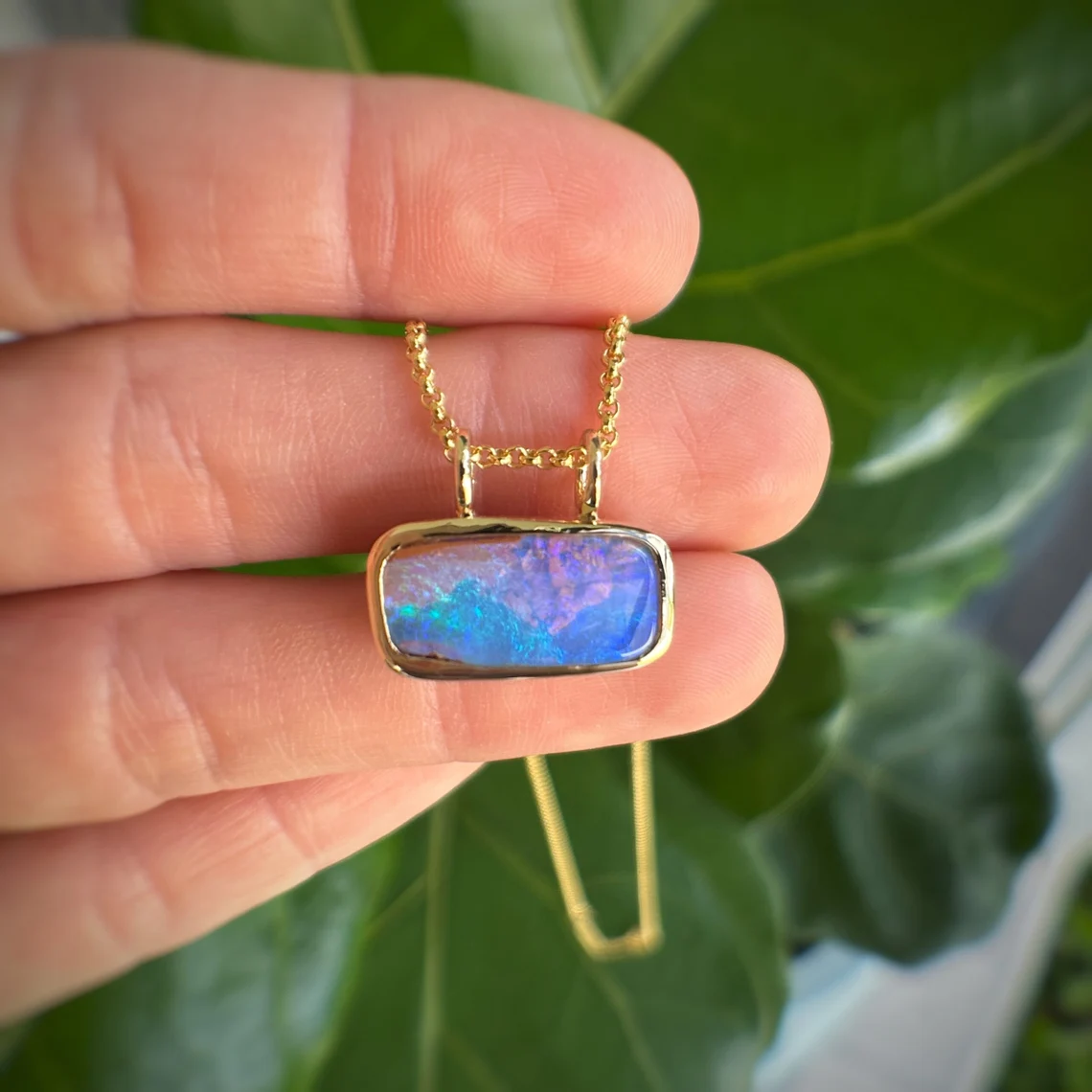 Crystal Pipe Opal Necklace 9ct Gold
