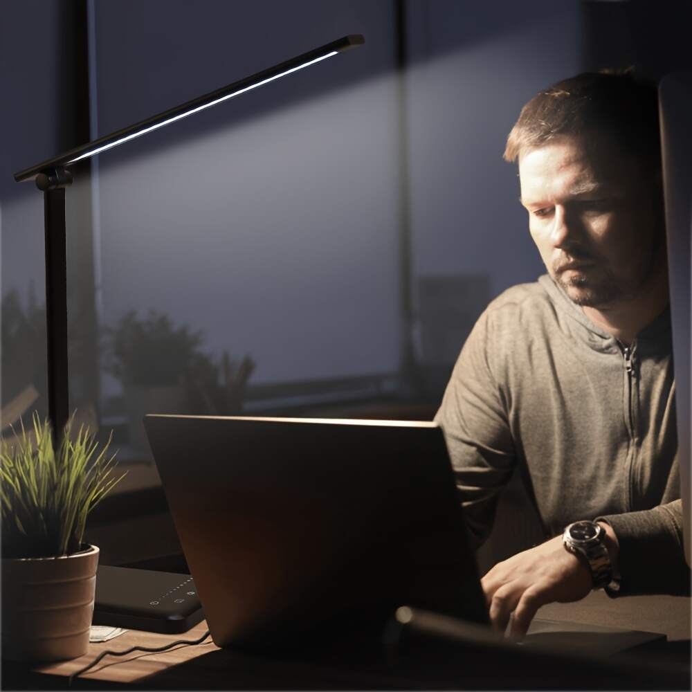 [Timer Desk Lamp] Adjustable Brightness/Color USB Plug-in Study Desk Lamp with 45-Minute Timer