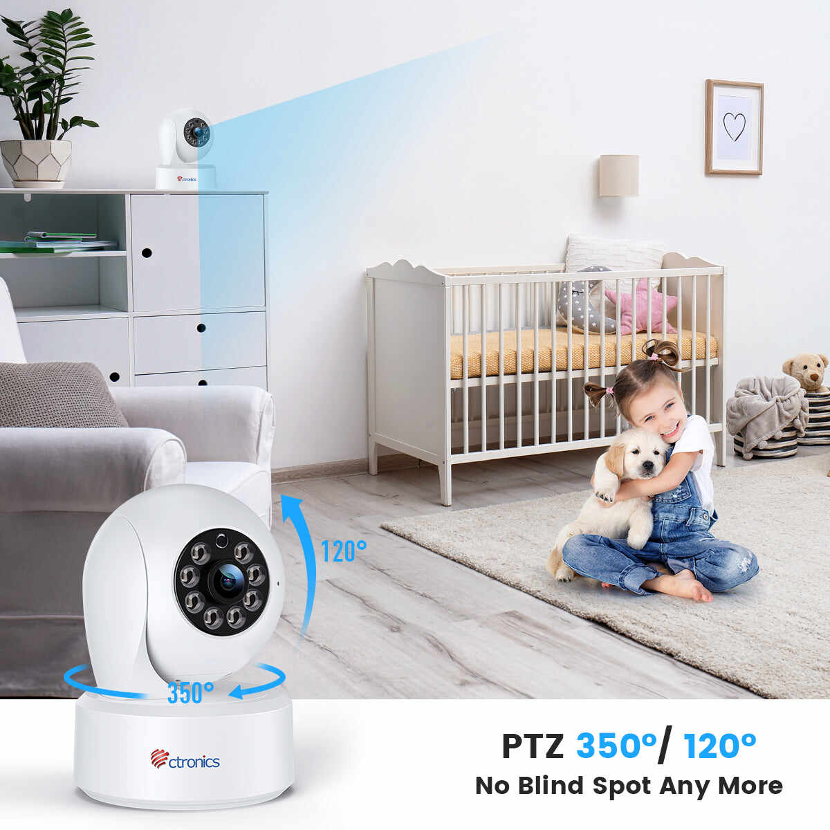 Ctronics 2.5K 4MP Surveillance Camera Indoor & 2.4Ghz WLAN with 20m Color Night Vision