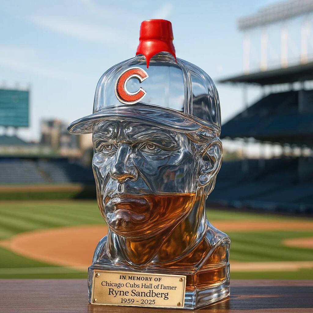 IN MEMORY OF Ryne Sandberg Whiskey Bottle