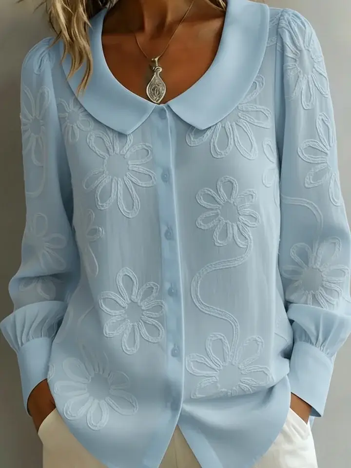 🔥Summer Arrivals🌟Vintage Peter Pan Collar Embroidered Floral Shirt