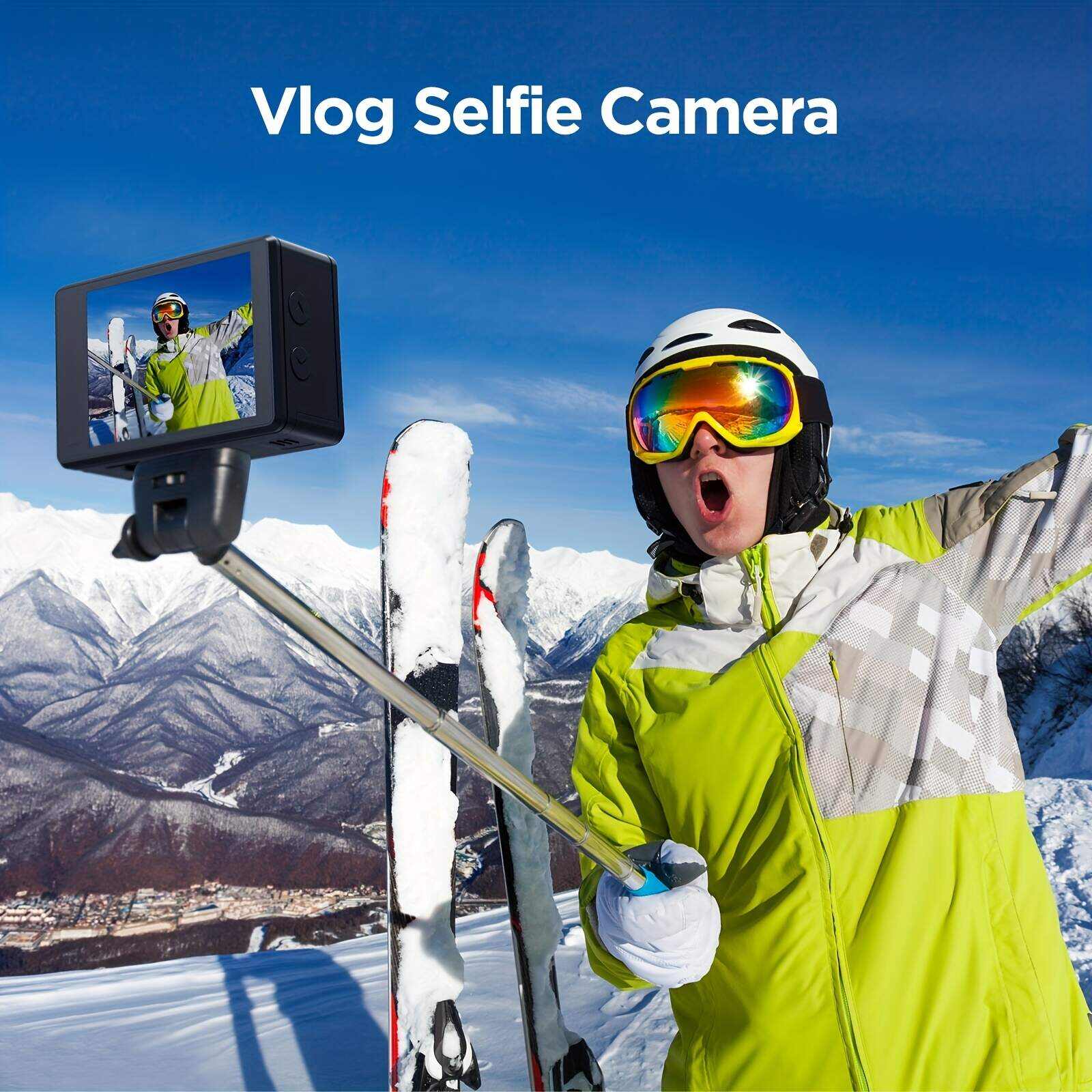 Yolansin 4K Action Camera Touch Screen - Dual Screen Ultra HD EIS WiFi Sports Camera, 1574.8inchUnderwater Camera 170° Wide Angle Video Camera 20MP Waterproof Helmet Camera With Remote Control And 2 Batteries