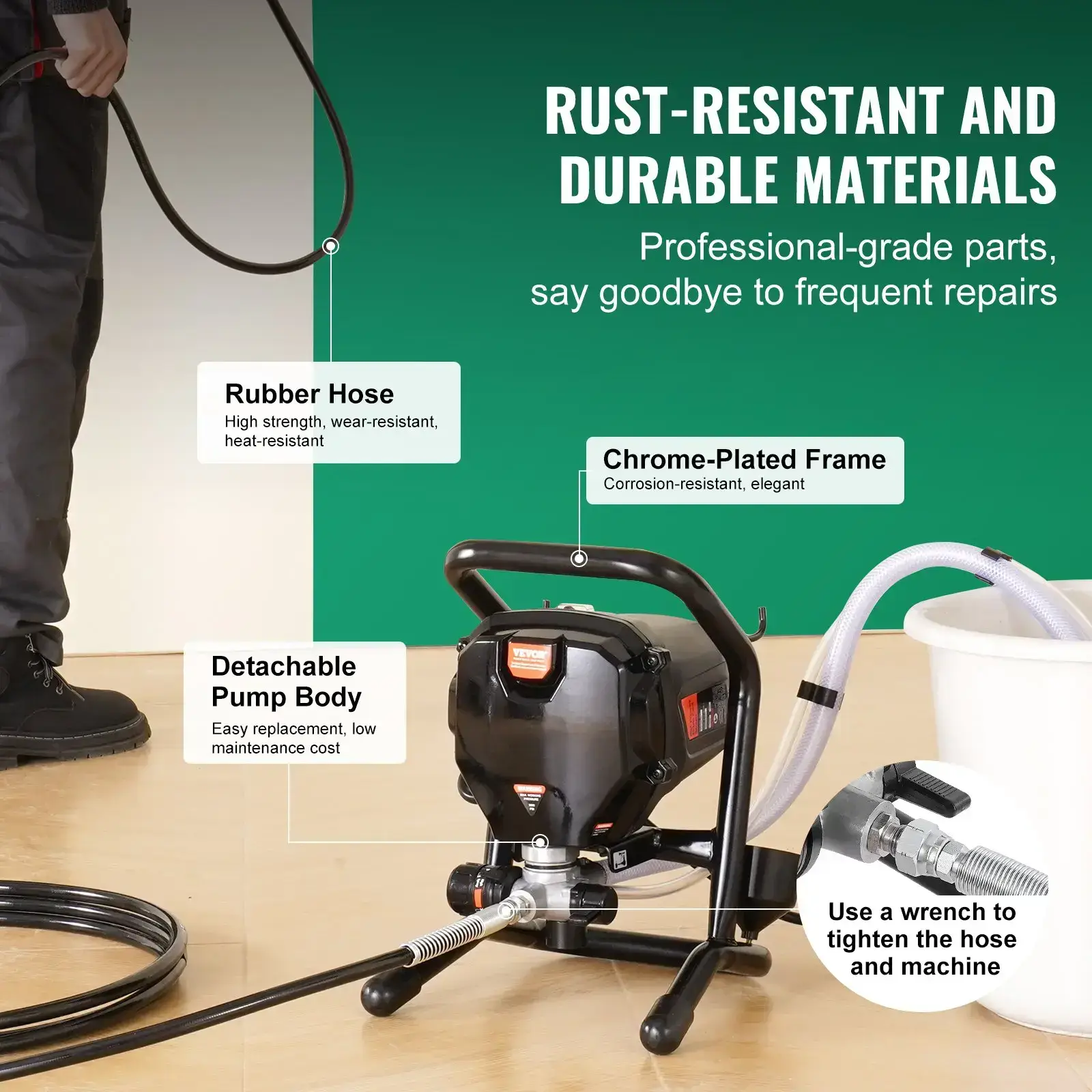 3000PSI High Pressure Airless Paint Sprayer, 750W Handheld Painting Machine with Hose, Stand Type Paint Gun for Interior Exterior Wall Furniture Fences