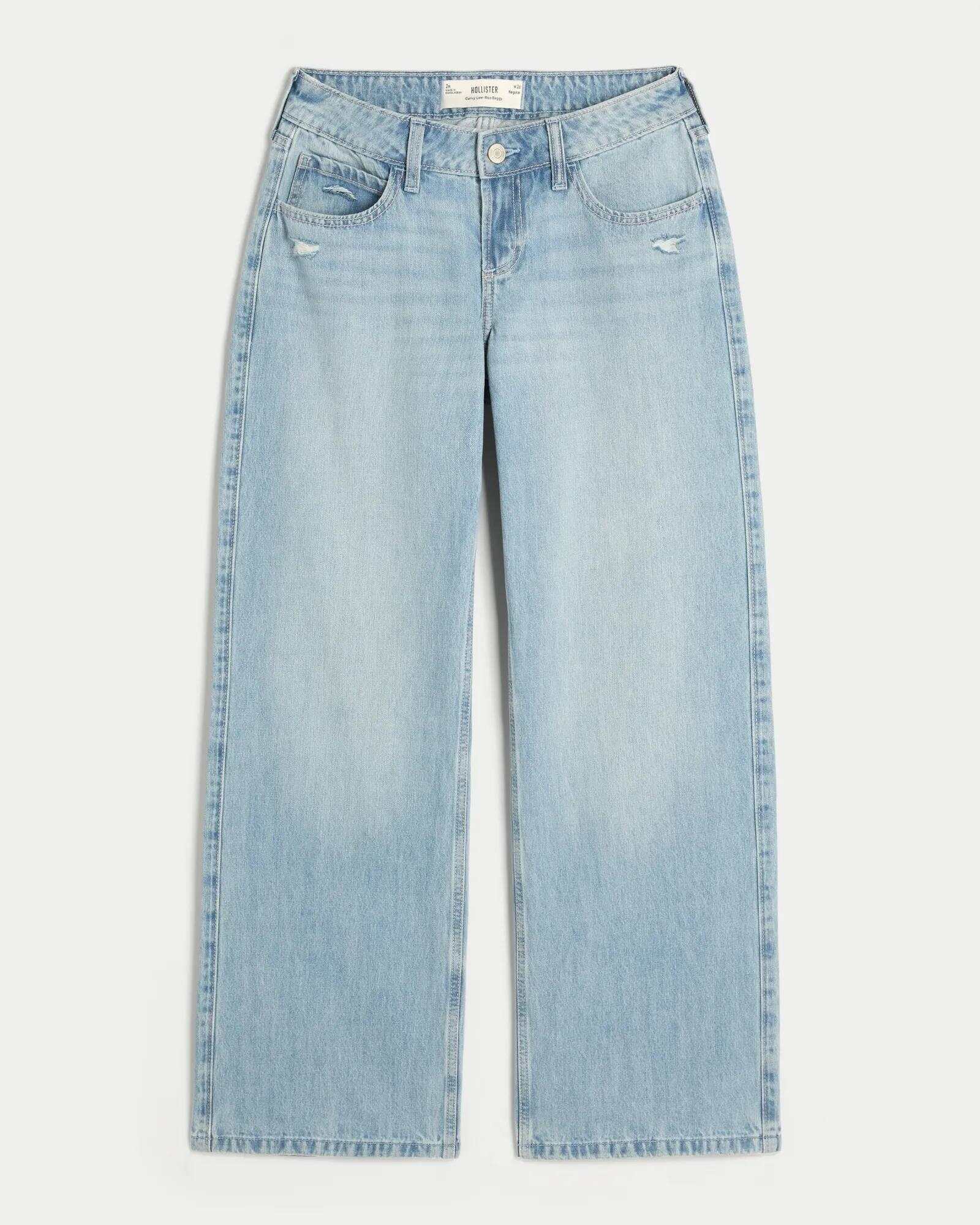 Curvy Low-Rise Light Wash Baggy Jeans