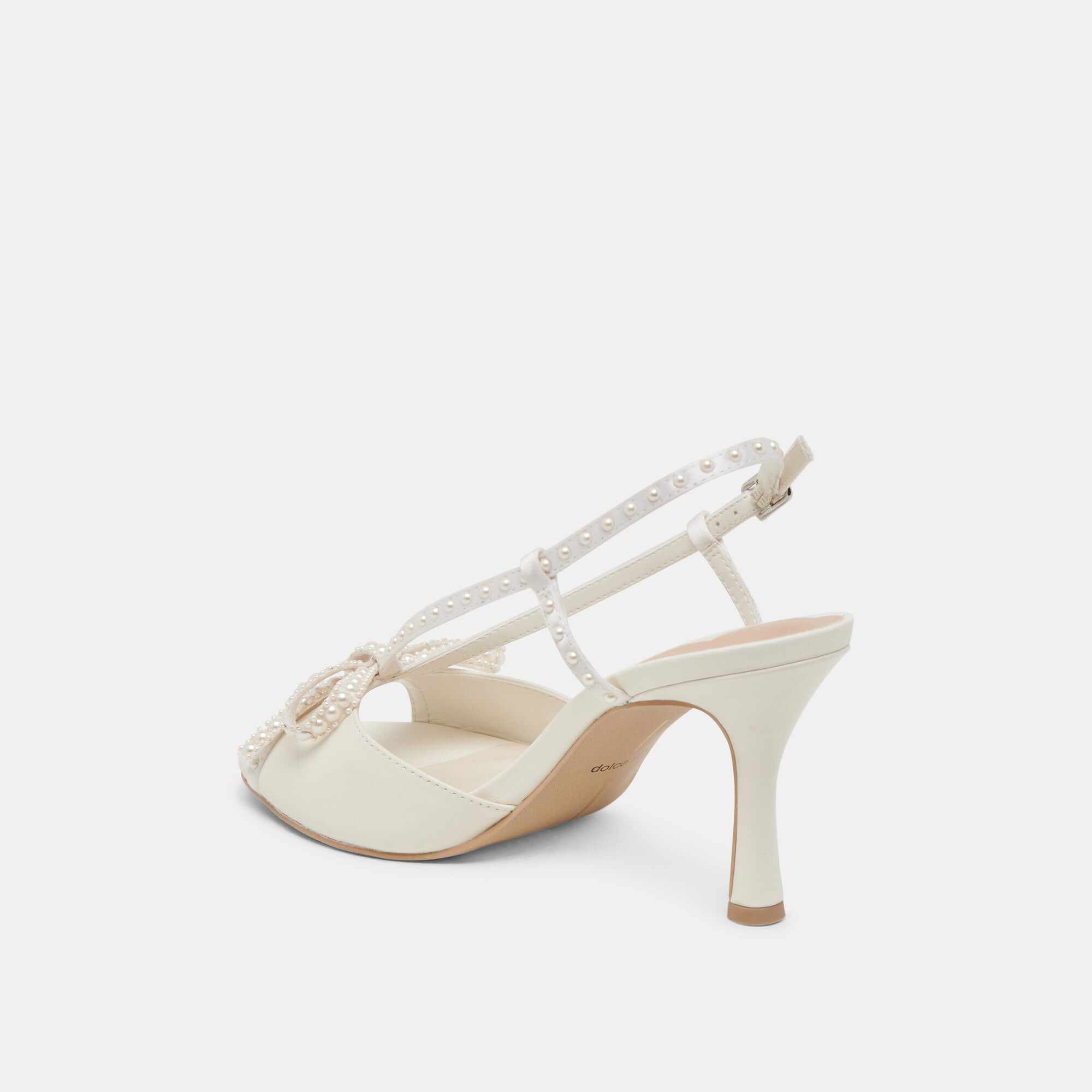LONNY PEARL HEELS WHITE SATIN