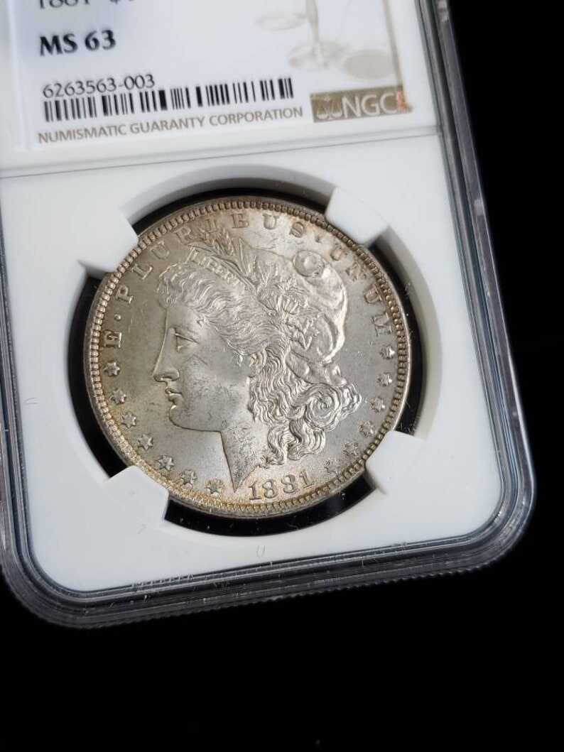 1881  MS 63 Silver Morgan Dollar, NGC  MS 63  Silver  Coin . Beautiful Toning ! Key date!   Lot # 1479