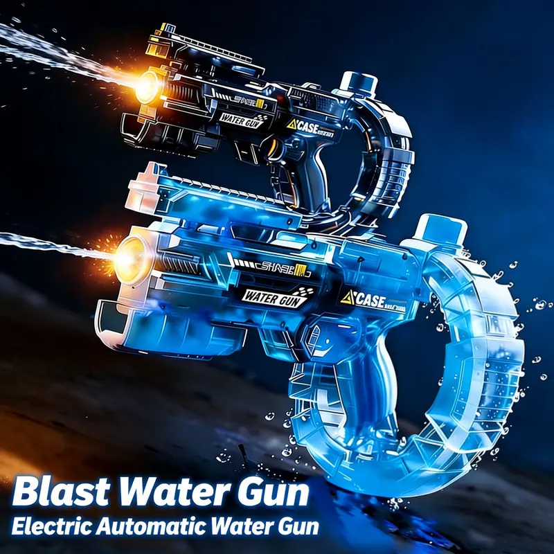 LED Electric Water Blaster with Space Energy Ring Design, High-pressure & Long-range, Large Capacit【Safe & Harmless Water Gun Toy】