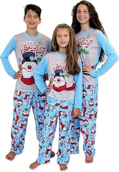 Family Matching Christmas Snowman Pajama Set Cute Cartoon Prints