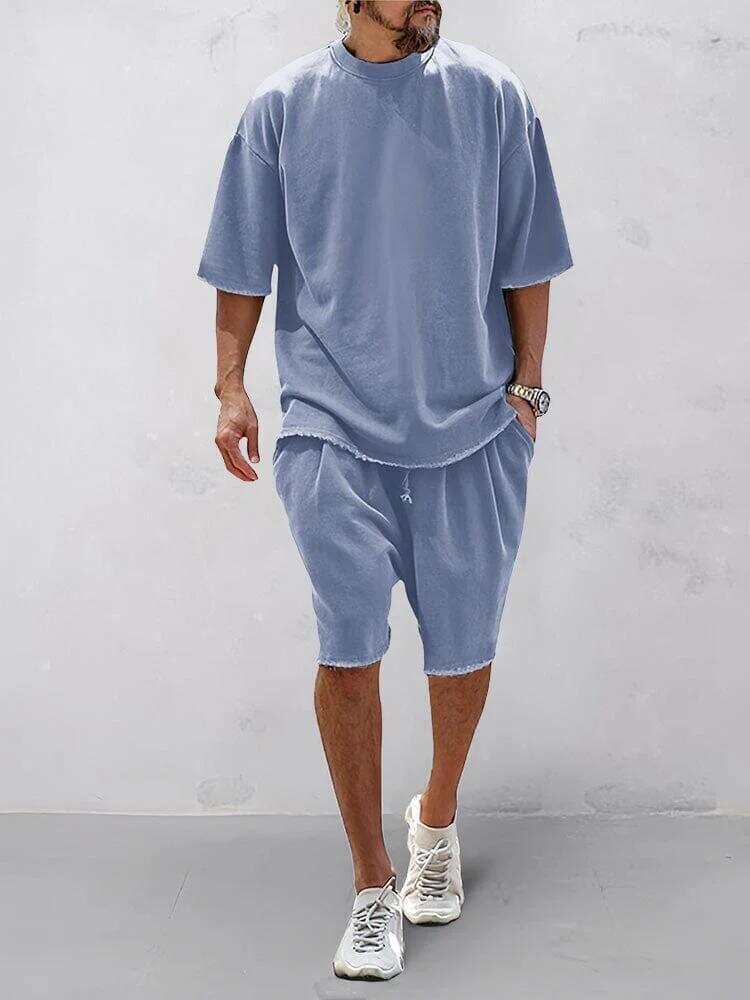 Men's Casual Loose Fit Solid Sports Sets