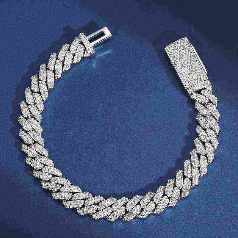 Test10mm S925 2 Rows Moissanite Cuban Link Bracelet