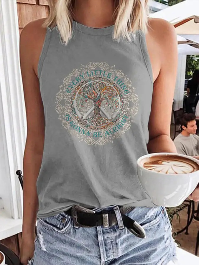 Retro Hippie Mandala Every Little Thing Is Gonna Be Alright Tank Top