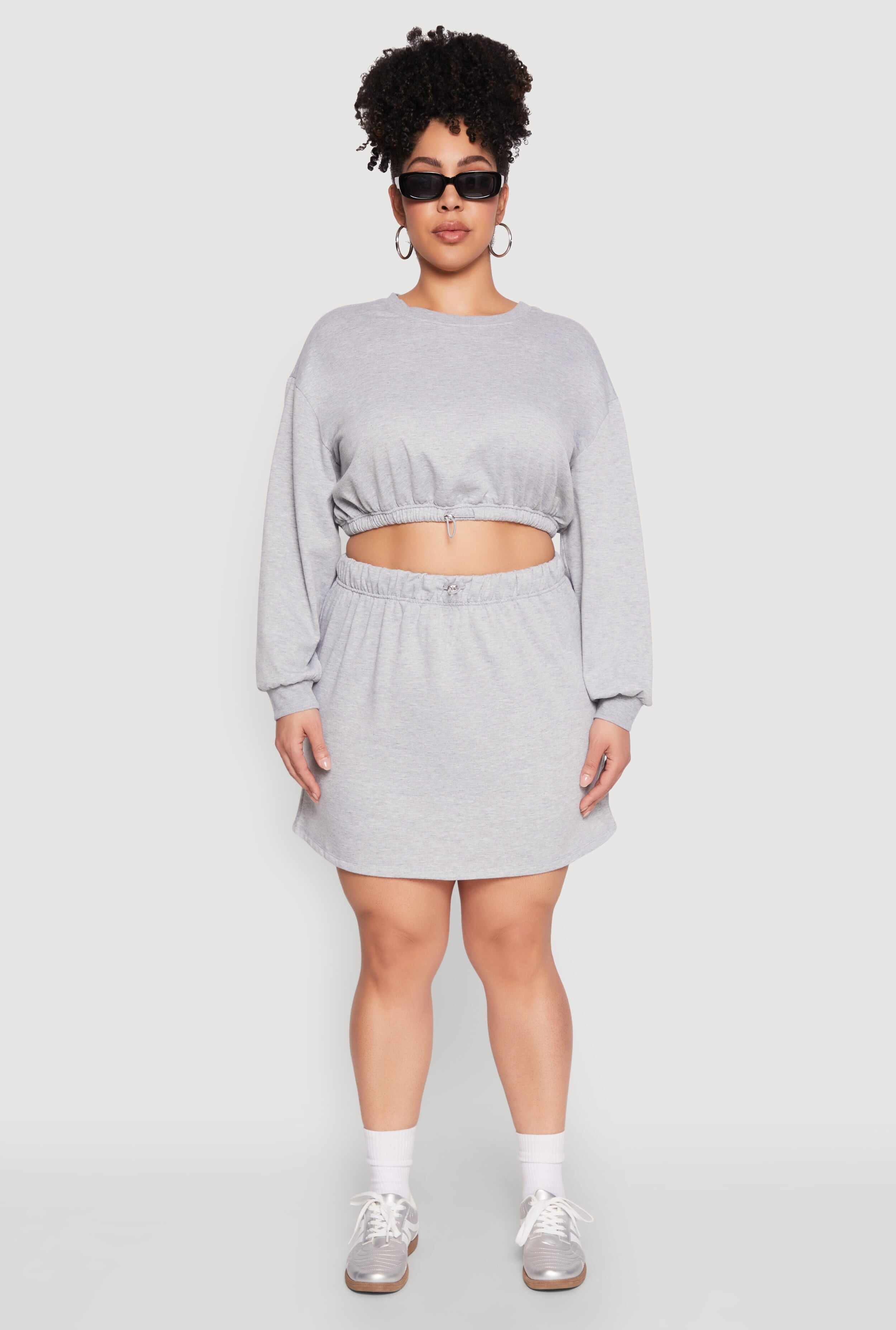 Plus Size Almost Famous Long Sleeve Cropped Sweatshirt