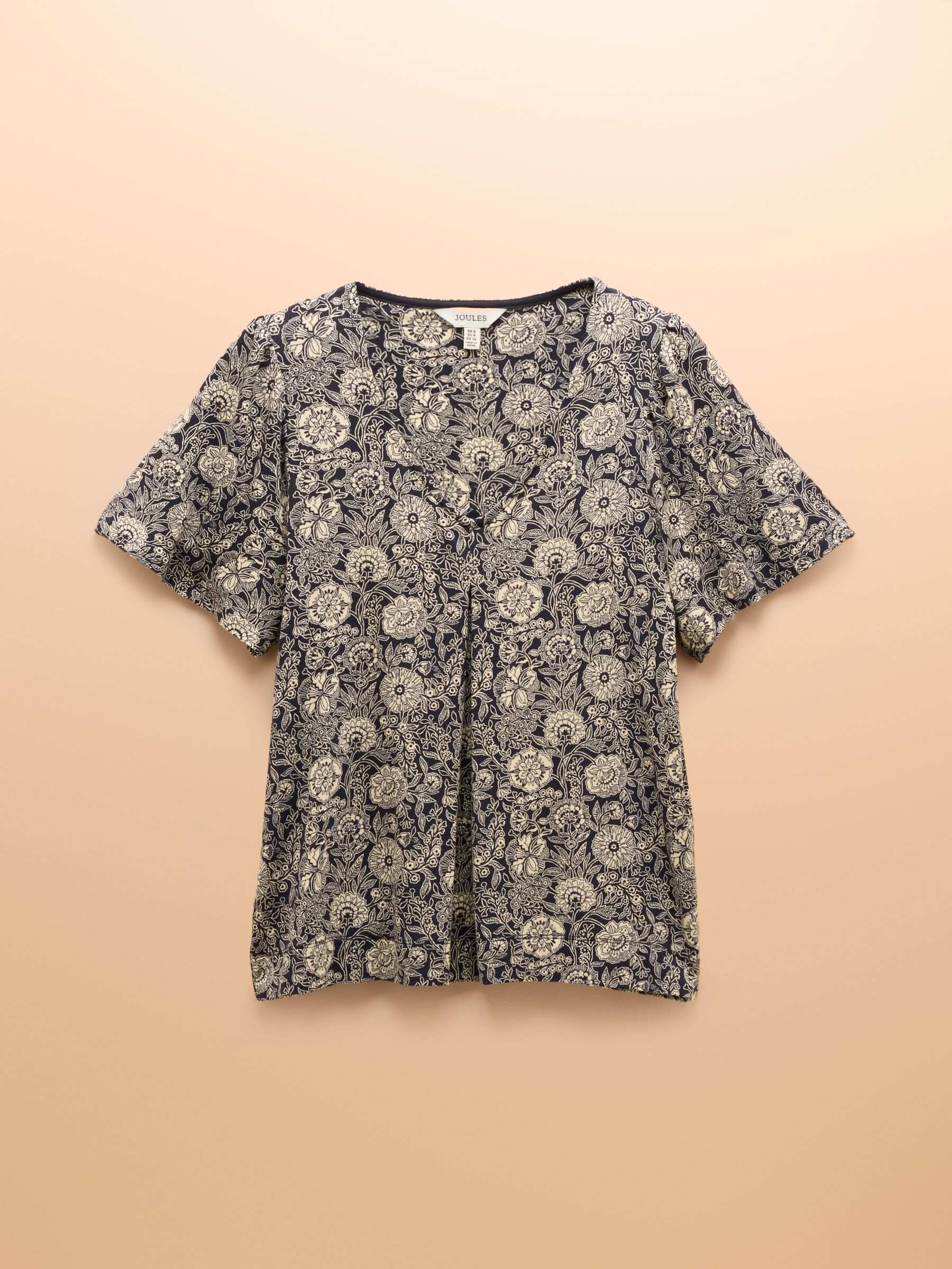 Nia Navy Pleat Front Jersey Top
