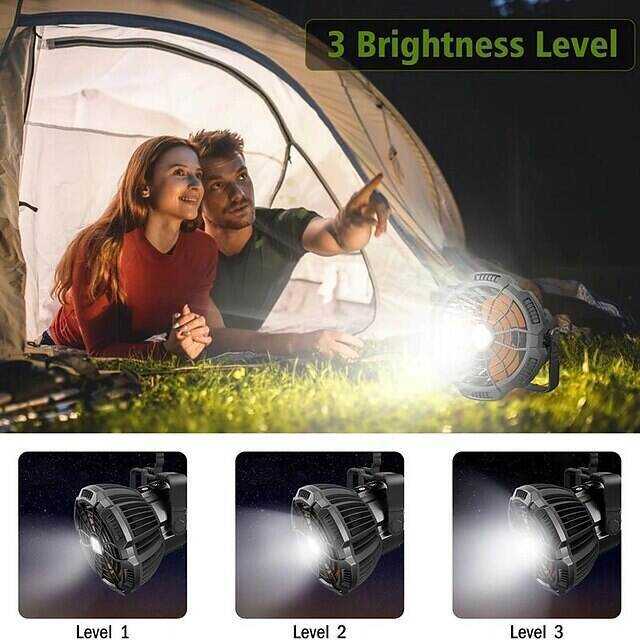 Outdoor Camping Fan and LED Light 2-in-1 Rechargeable Explosive Charging Camping Fan Light Tent Light Wild Fishing Portable Lighting