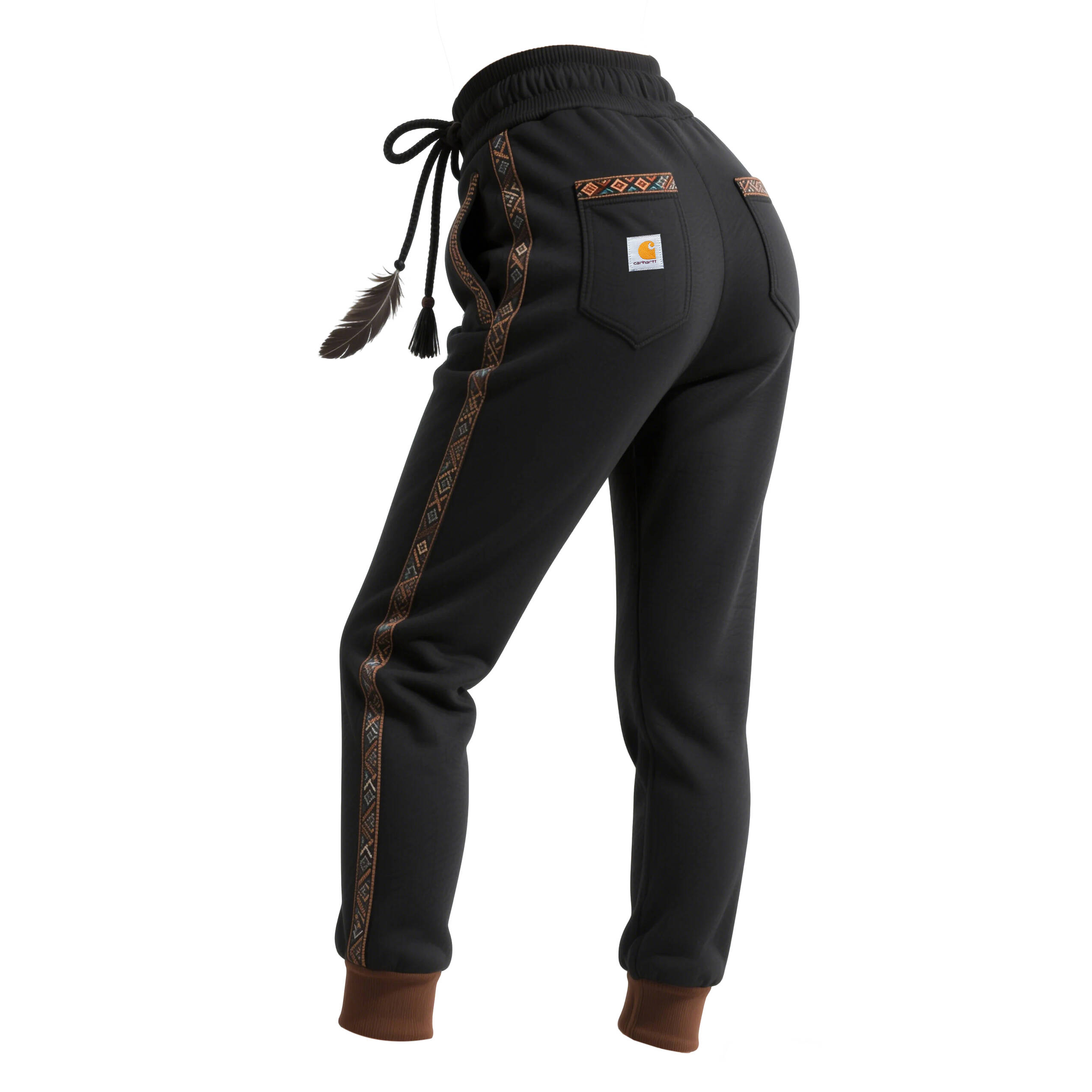 Women's Retro Ethnic Style Half-Zip Stand Collar Sweatshirt And Trousers Set