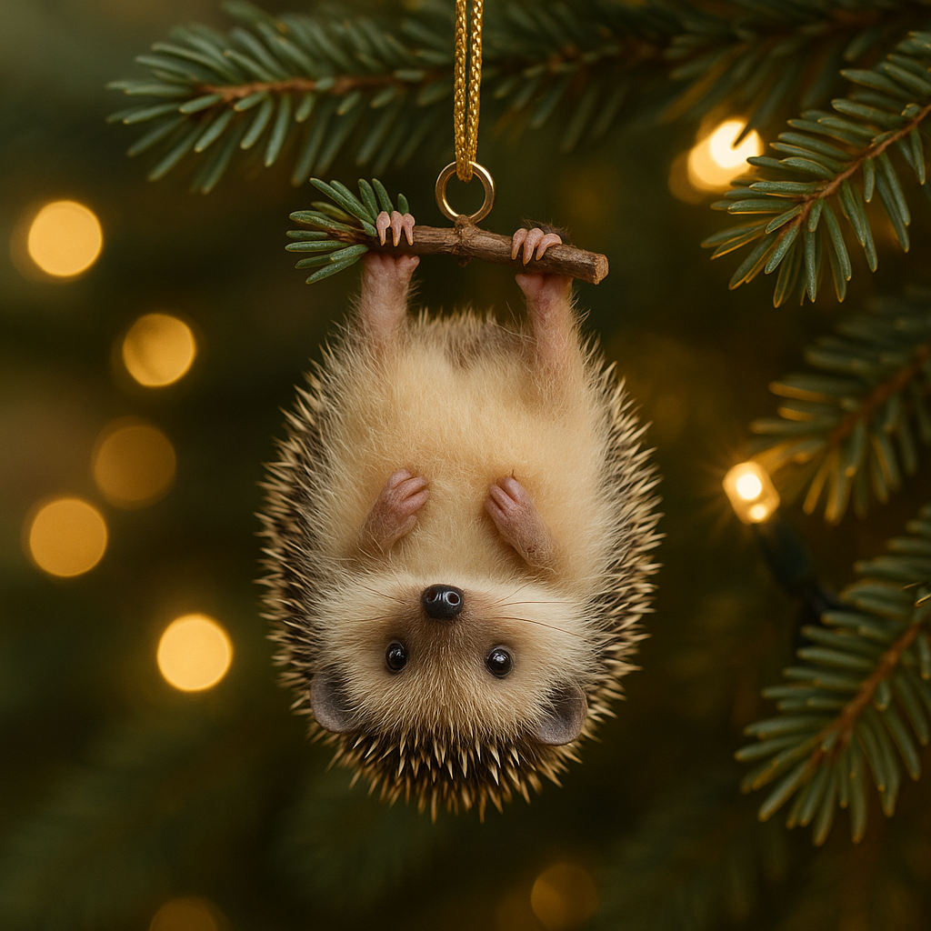 Holiday Hedgehog Hanging Ornament