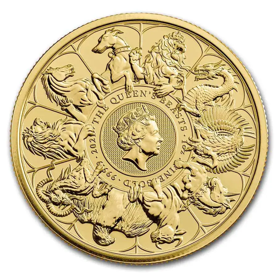 1oz Gold Coin 999.9 Royal Mint Queens Beasts Completer 2021
