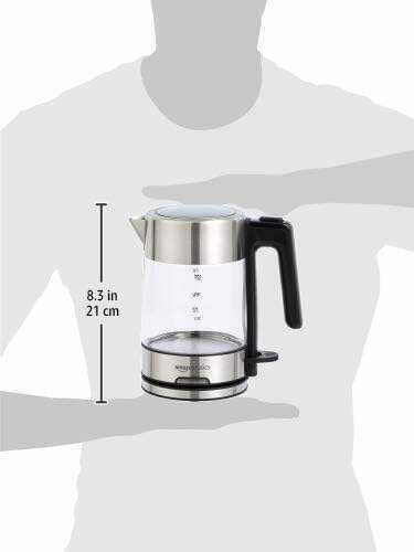 Amazon Basics Electric Glass and Steel Hot Tea Water Kettle, 1.7-Liter, Black and Sliver