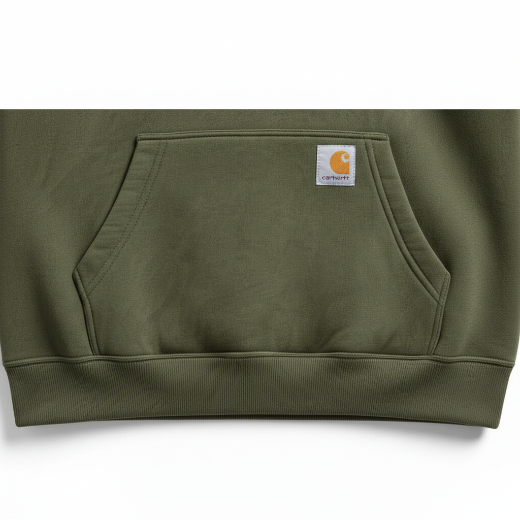 Men's Vintage Army Green Stitching Brown Suede Pocket Hoodie And Sweatpants Jogger Set