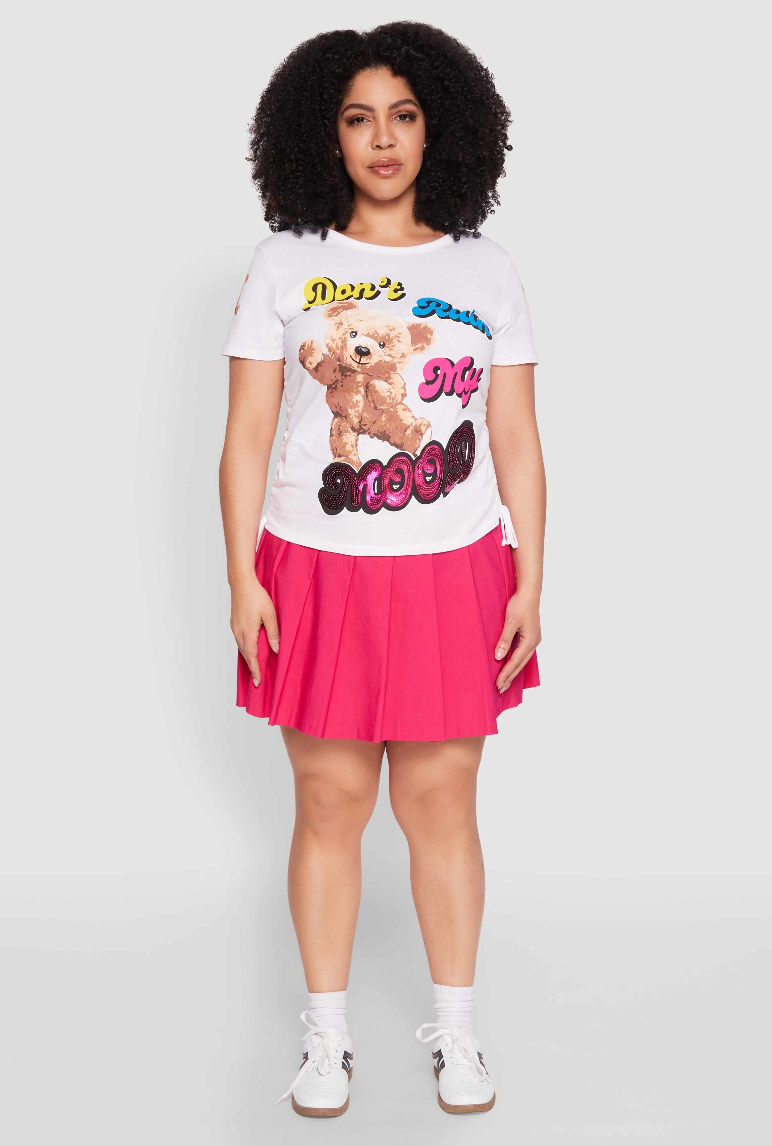 Plus Size Dont Ruin My Mood Sequin Graphic Tee