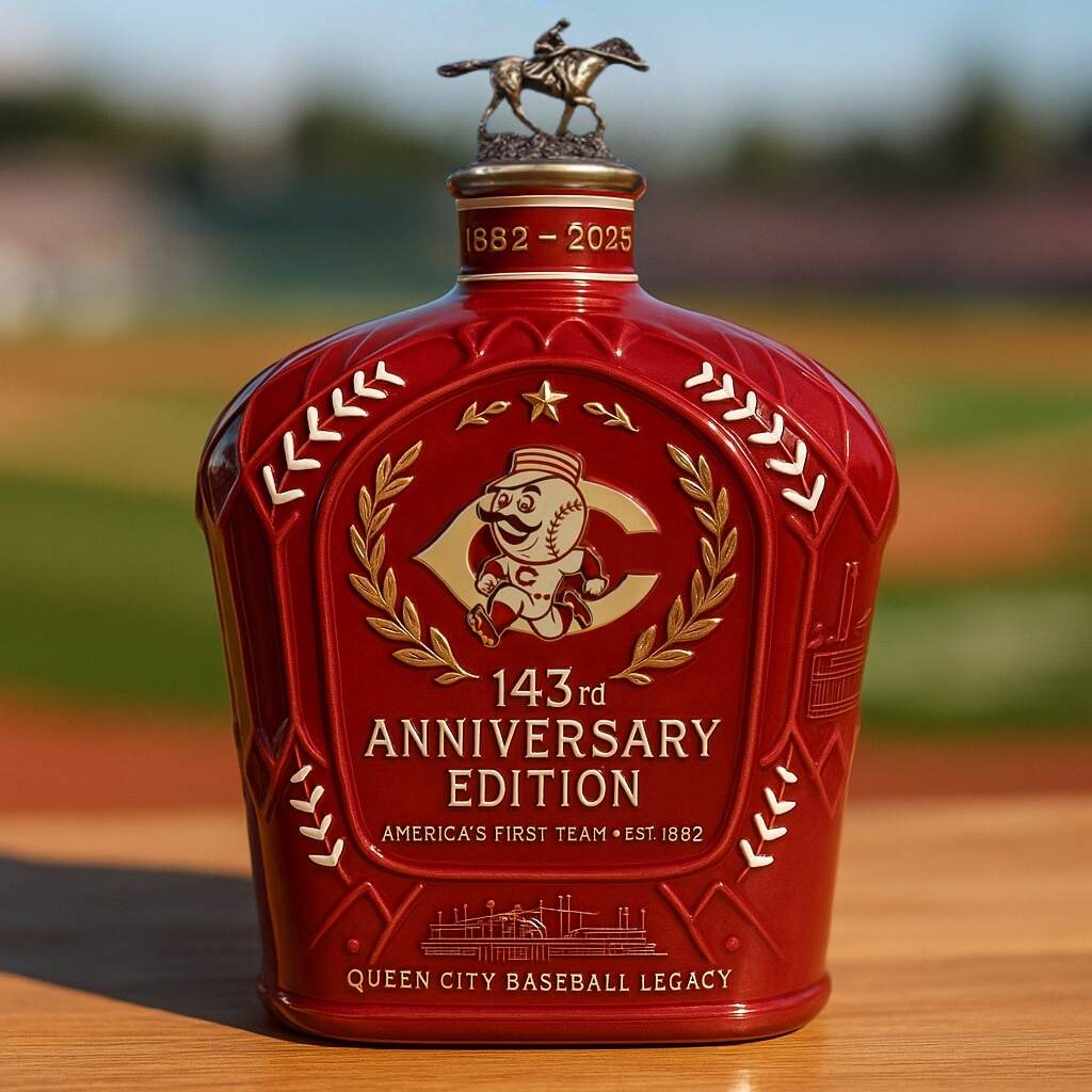 CIN Reds 143rd Anniversary Whiskey Bottle