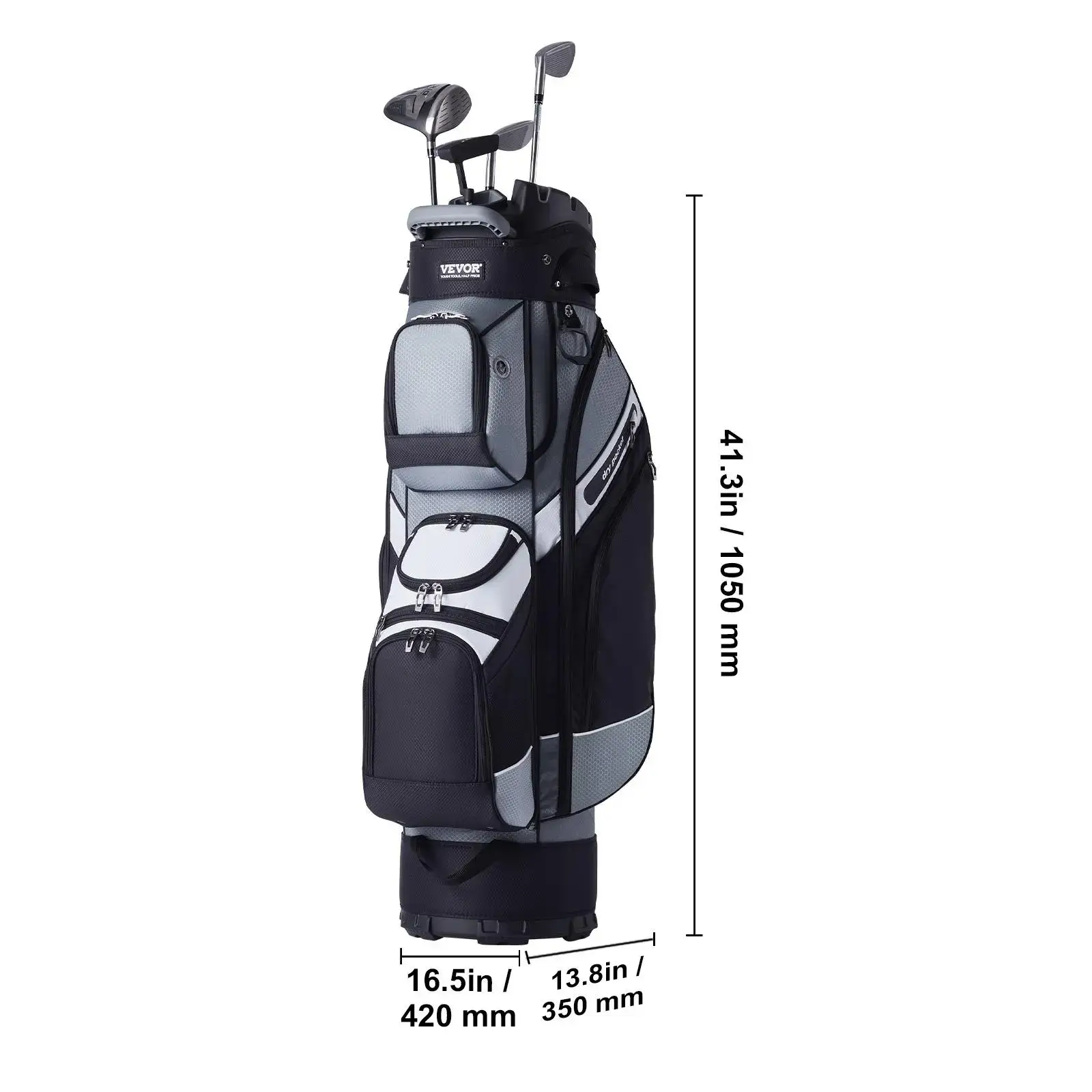 Golf Cart Bag with 14 Way Organizer Divider Top,  41” 13 Pockets Premium Nylon Cart Bag, Durable Golf Bags with Handles & Dust Cover & Detachable Straps for Men & Women, Black Color-Block