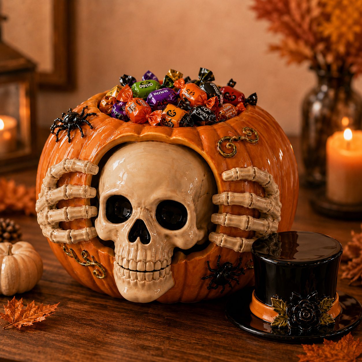 Trick-or-Treat | Skull Pumpkin Candy Jar