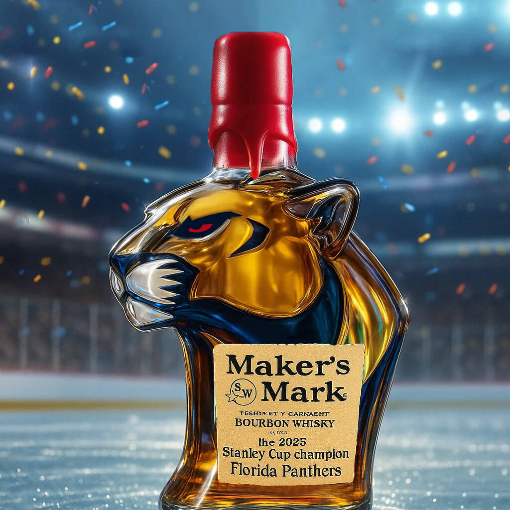 Celebrate the Florida Panthers winning the 2025 NHL Stanley Cup Championship Whisky Bottle