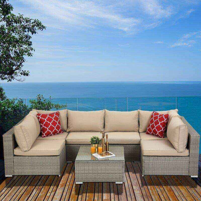 Polla Wicker/Rattan 4 - Person Seating Group with Cushions