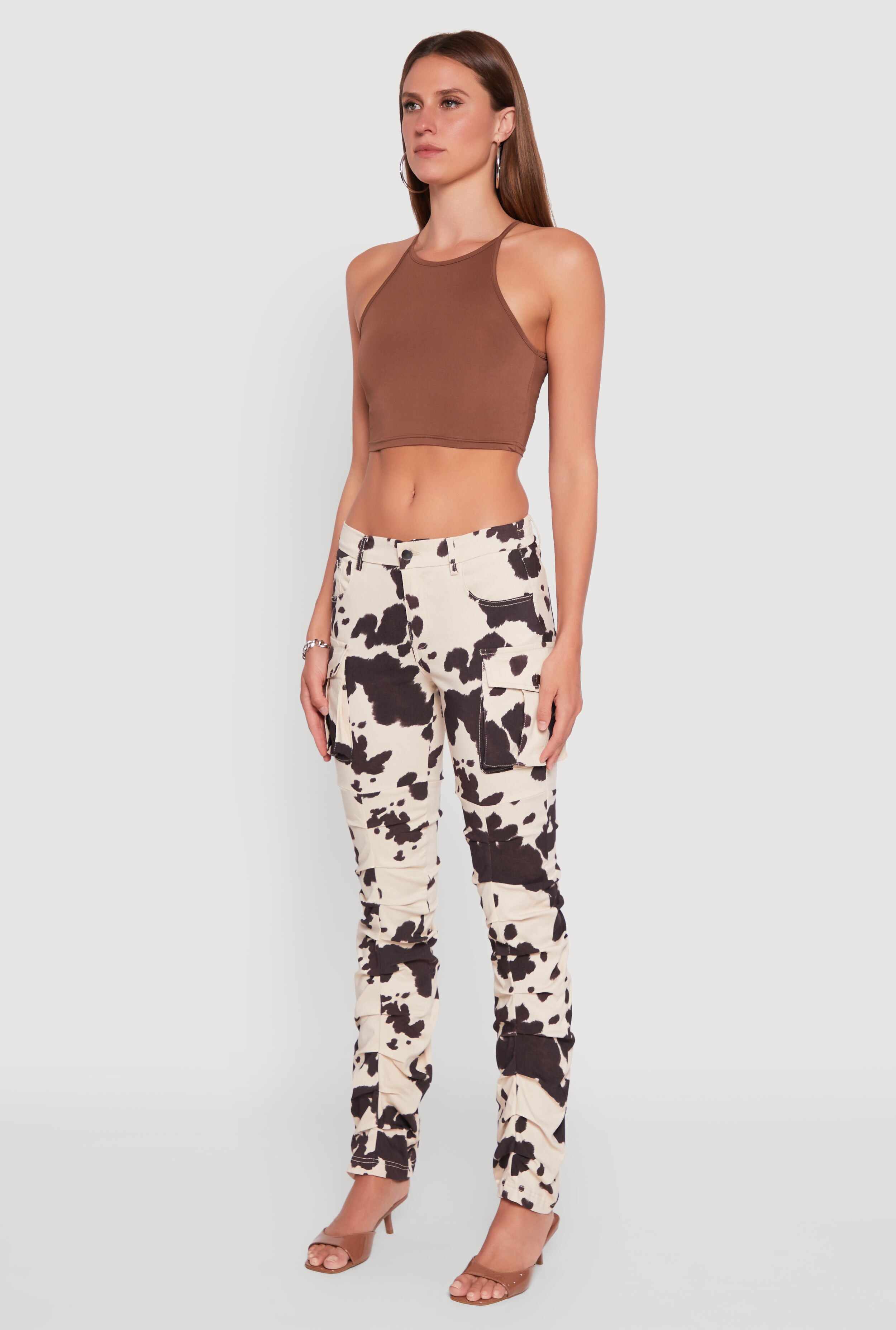 Printed Pattern Stacked Cargo Pants