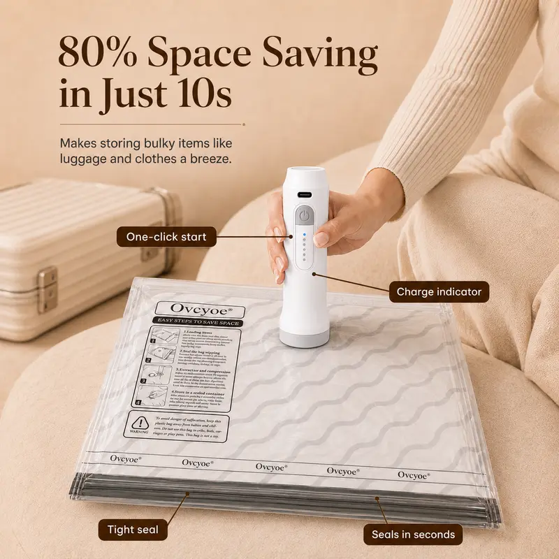 🔥Hot Sale 69% OFF✨[2026 Upgraded] X7 Cordless Travel Vacuum Bag SetVacuum Bags for Travel withRechargeable air Pump