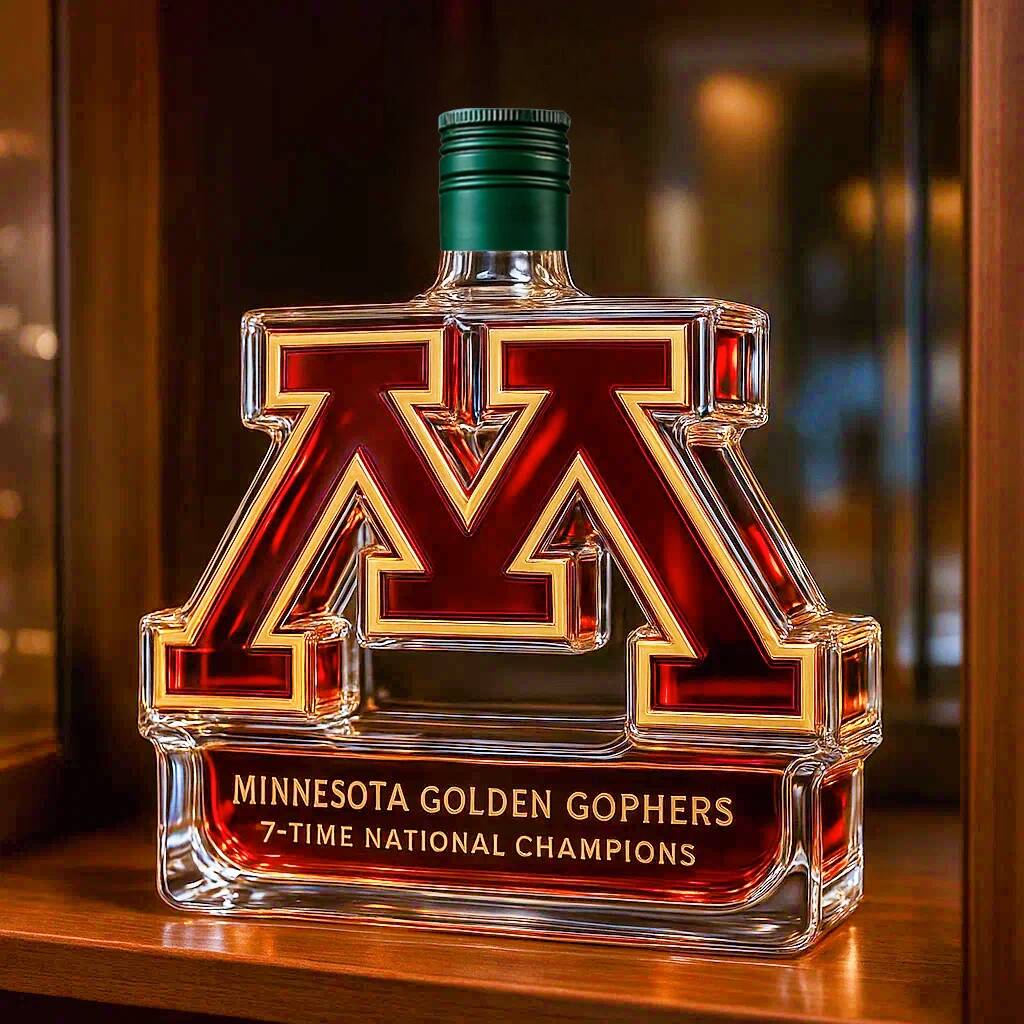 Minnesota Golden Gophers 7-time National Champions Whiskey Bottle