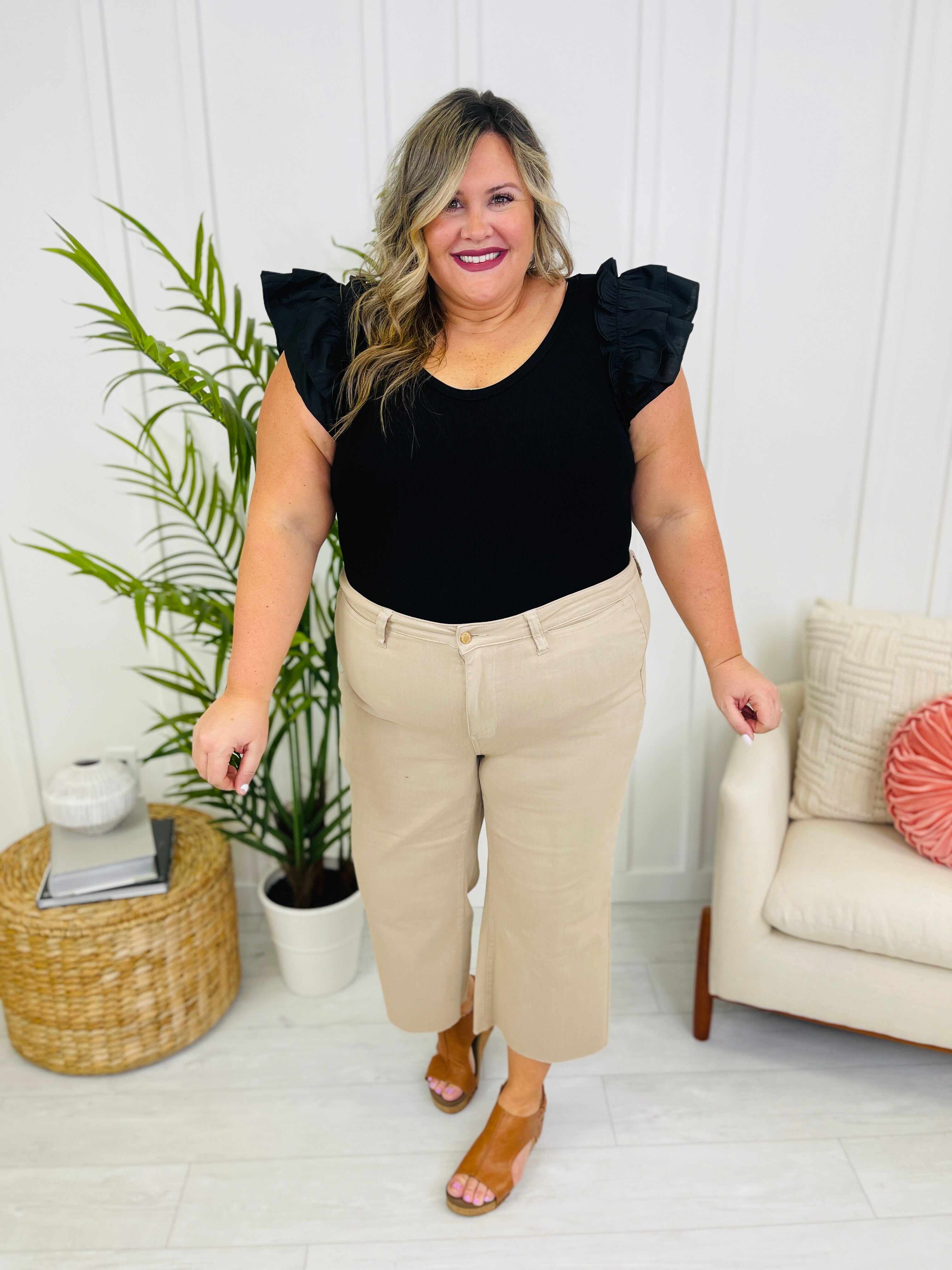 RESTOCK! REG/CURVY Khaki Girl Cropped Wide Leg Jeans