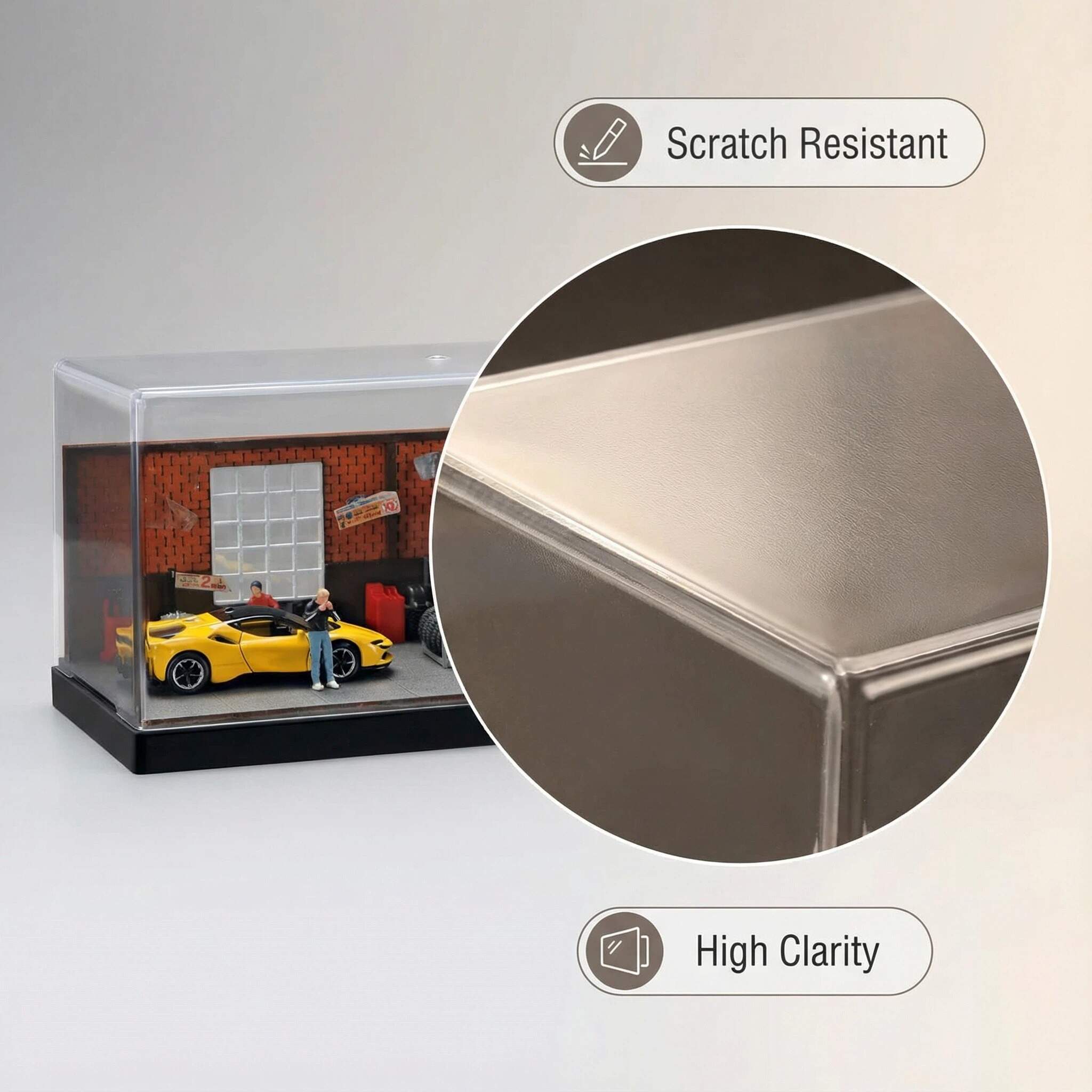1:64 Scale Garage Diorama Display Case – Premium Acrylic Dustproof Showcase for Diecast Cars