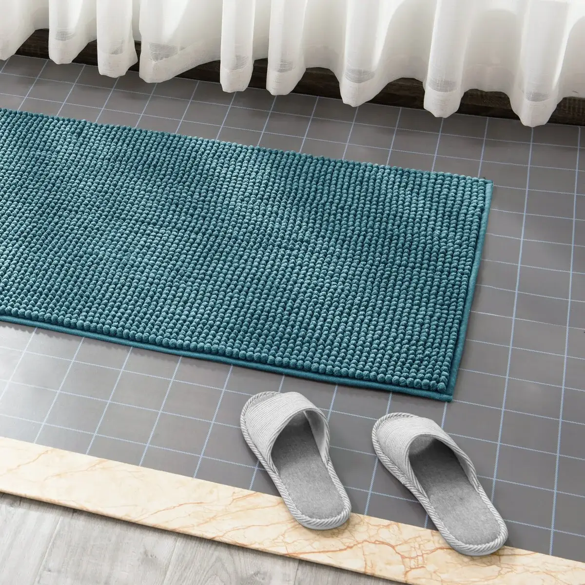 Subrtex Luxury Chenille Bath Rugs Soft Bathroom Mats