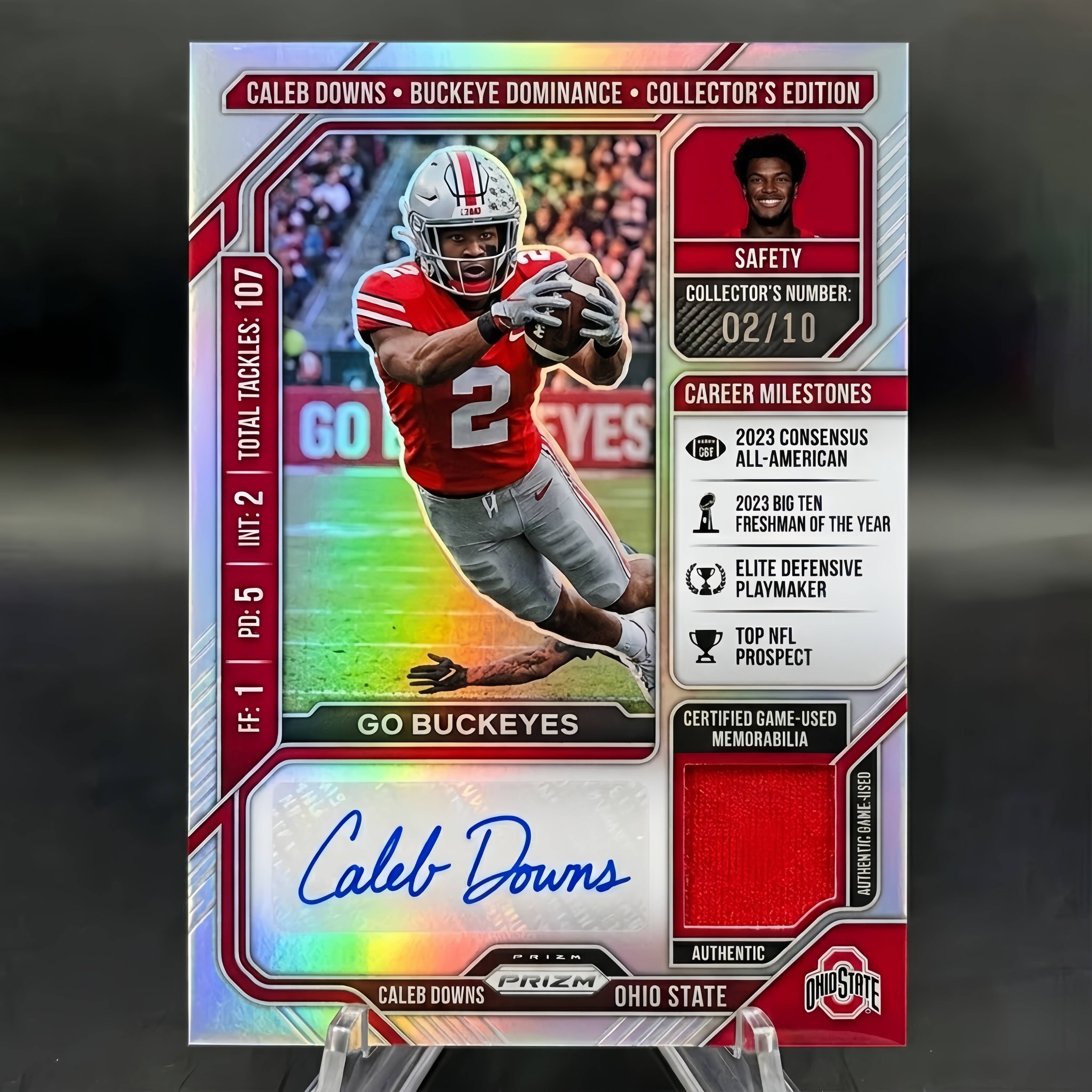 Caleb Downs Rookie Auto Patch Prizm Card