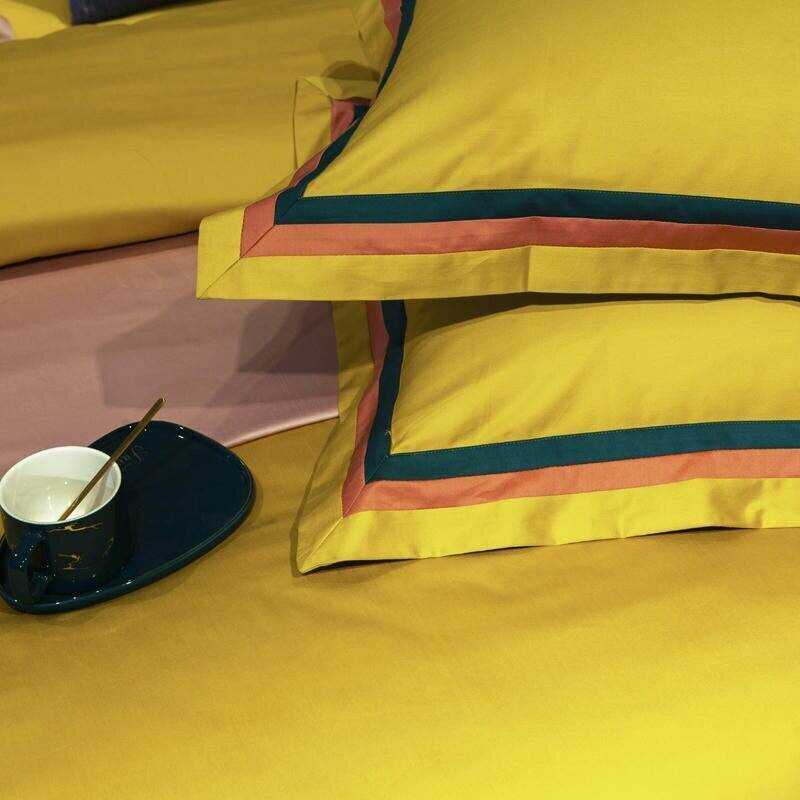 Jadyn Contrasting Double Stripe Border Egyptian Cotton Duvet Cover Set