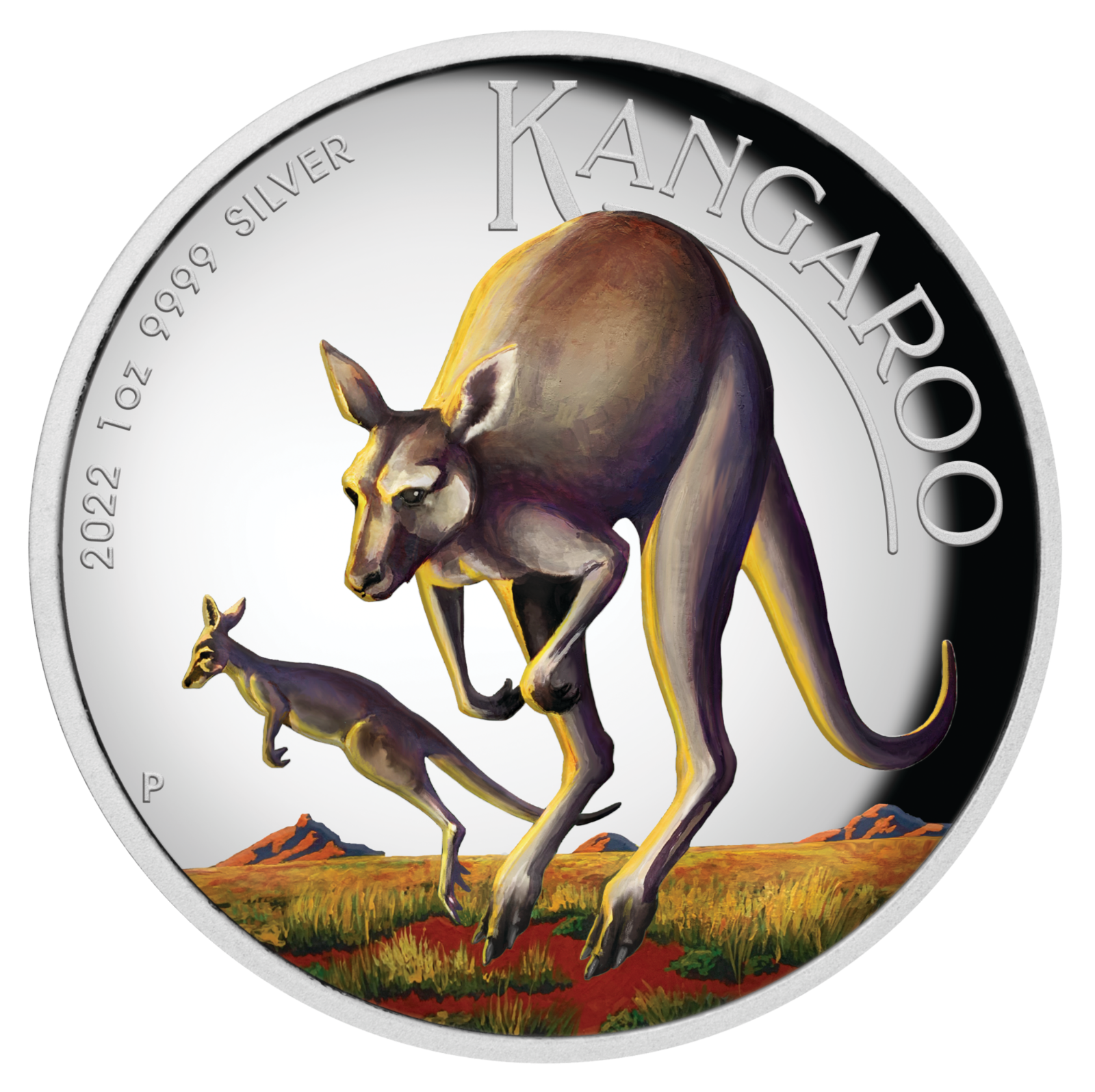2022 Australia Kangaroo 1oz $1 Silver Proof Colored High Relief Coin