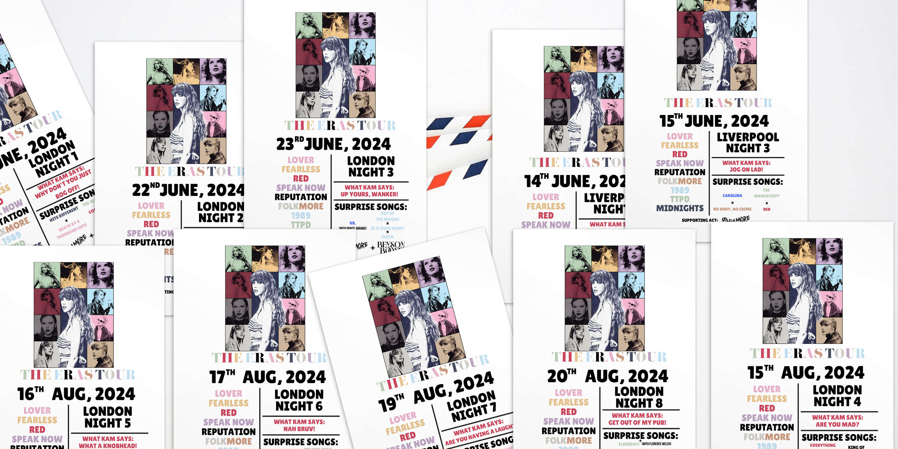 Taylor Eras Tour Postcard Concert Memorabilia-The European Leg!