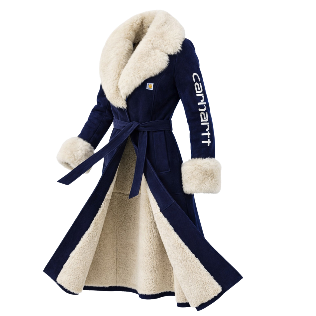 Luxurious Long Faux Fur Coat With Reversible Design For Winter Elegance