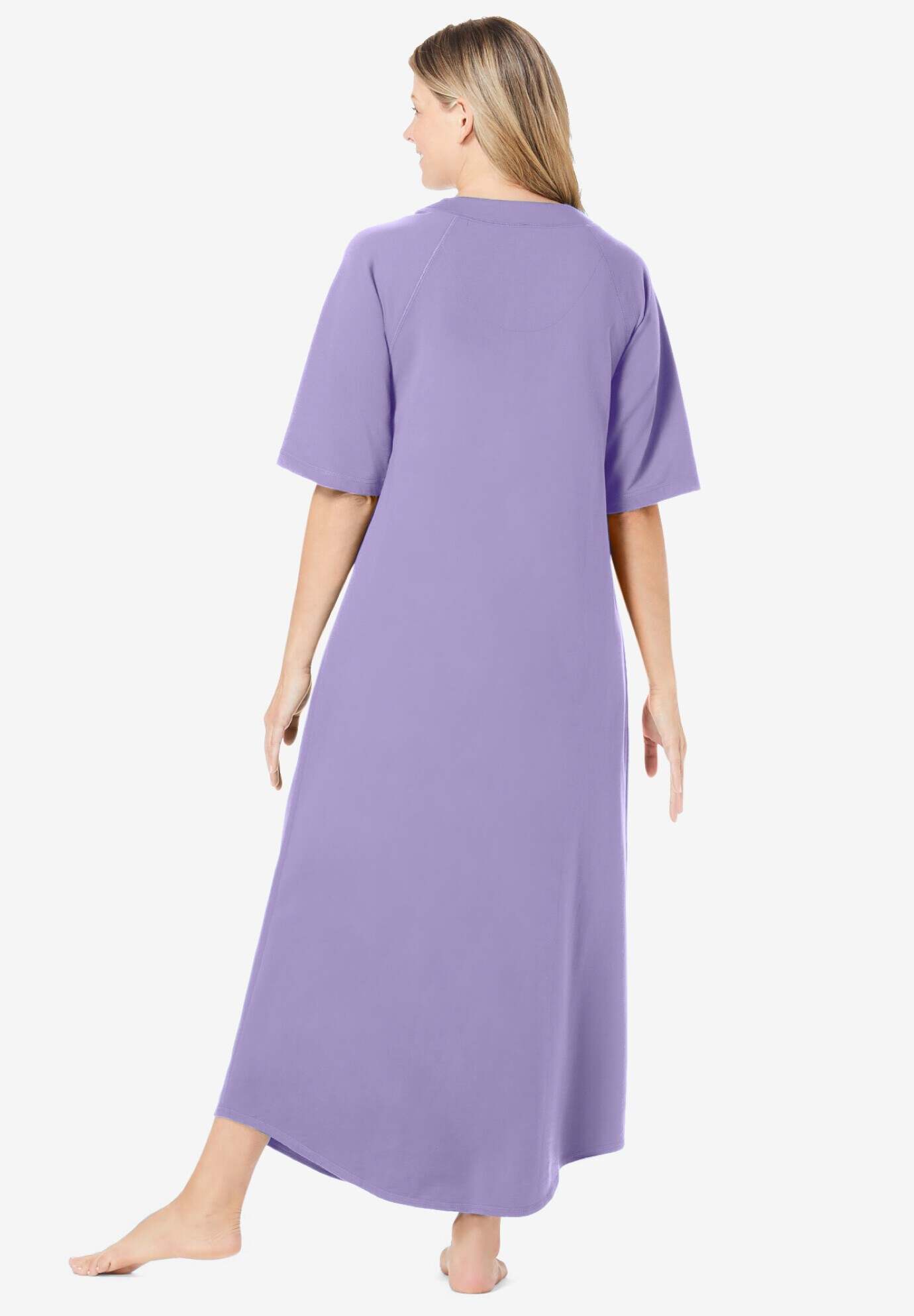 Long French Terry Zip-Front Robe