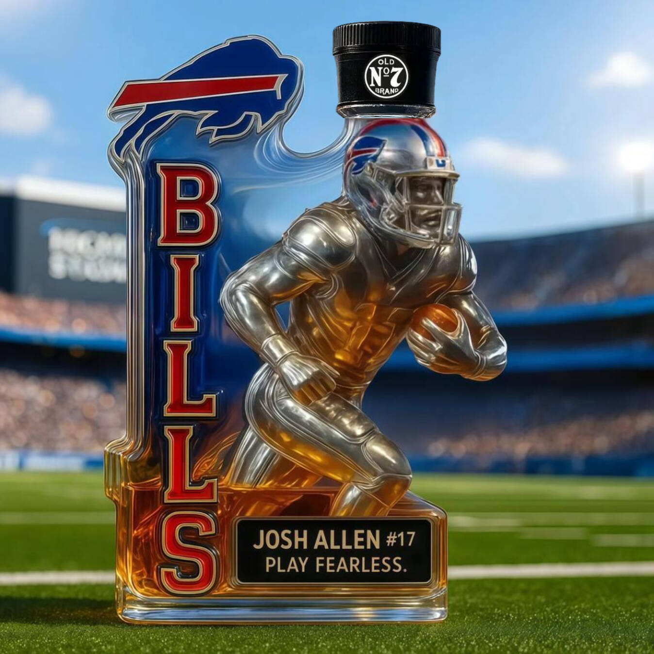 Josh Allen #17 – Play Fearless Memorial Whiskey Bottle