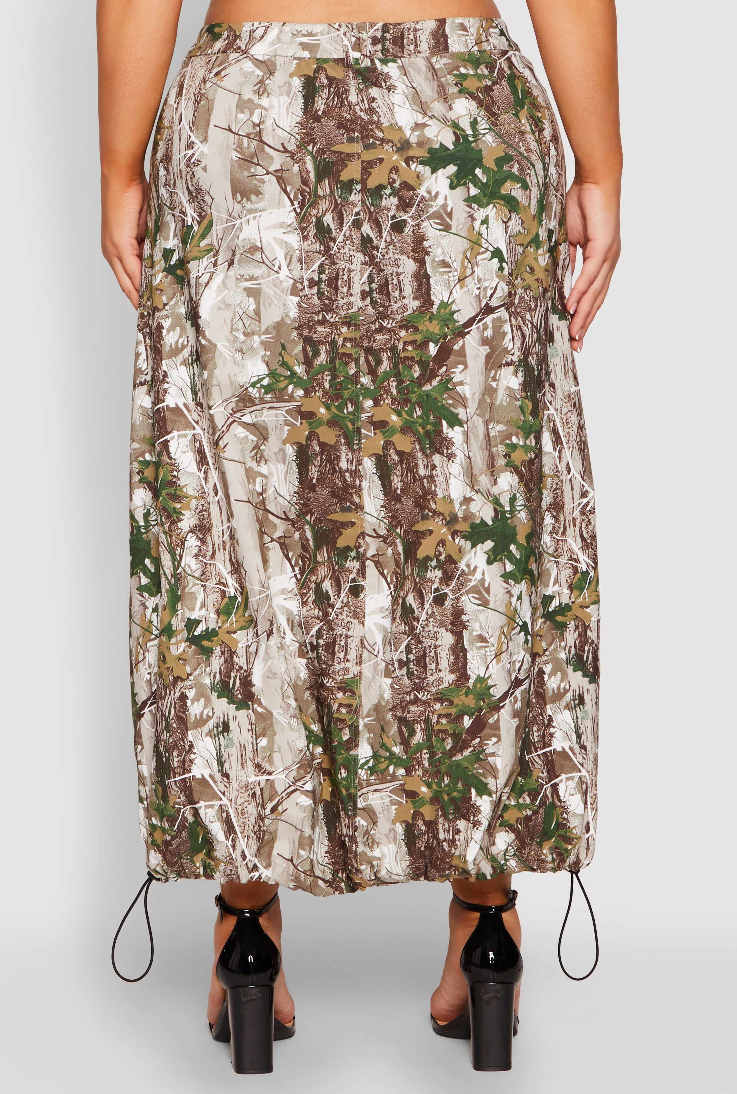 Plus Size Hunter Camo Cargo Maxi Skirt